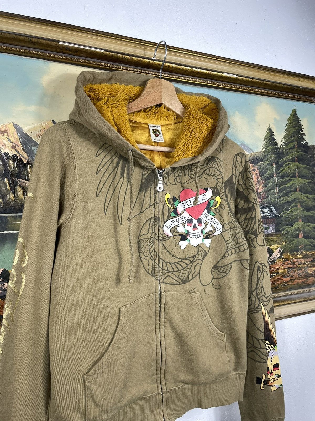 Christian Audigier × Ed Hardy × Vintage Ed Hardy Retro 00s Hoodie Cyber Affliction Grunge Hiphop Rap Size S / US 4 / IT 40 - 6 Thumbnail