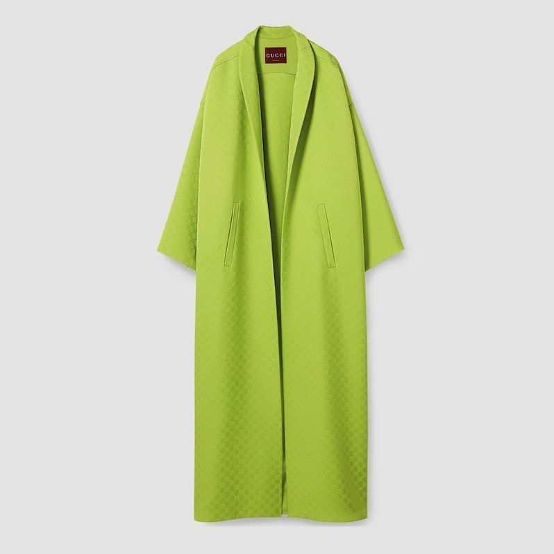 Gucci o1B3y1r0426 GG Fabric Jacquard Coat in Bright Green Size S / US 4 / IT 40 - 2 Thumbnail
