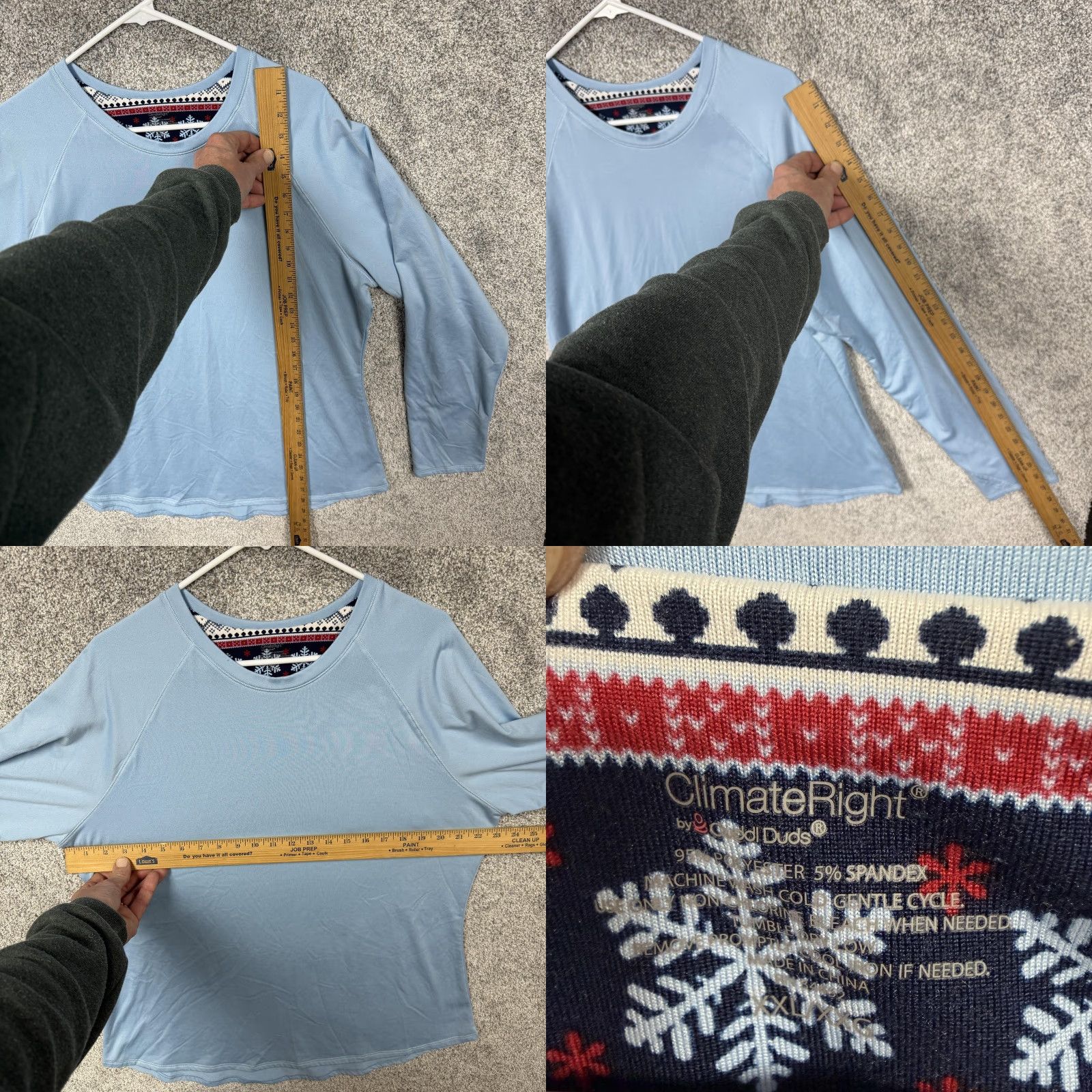 Vintage ClimateRight by Cuddl Duds Pajama Top Lot 2 Womens 2XL Blue Maroon Sleepwear Fleece Knit Crew Neck Raglan Long Sleeve Size XXL / US 16-18 / IT 52-54 - 9 Thumbnail