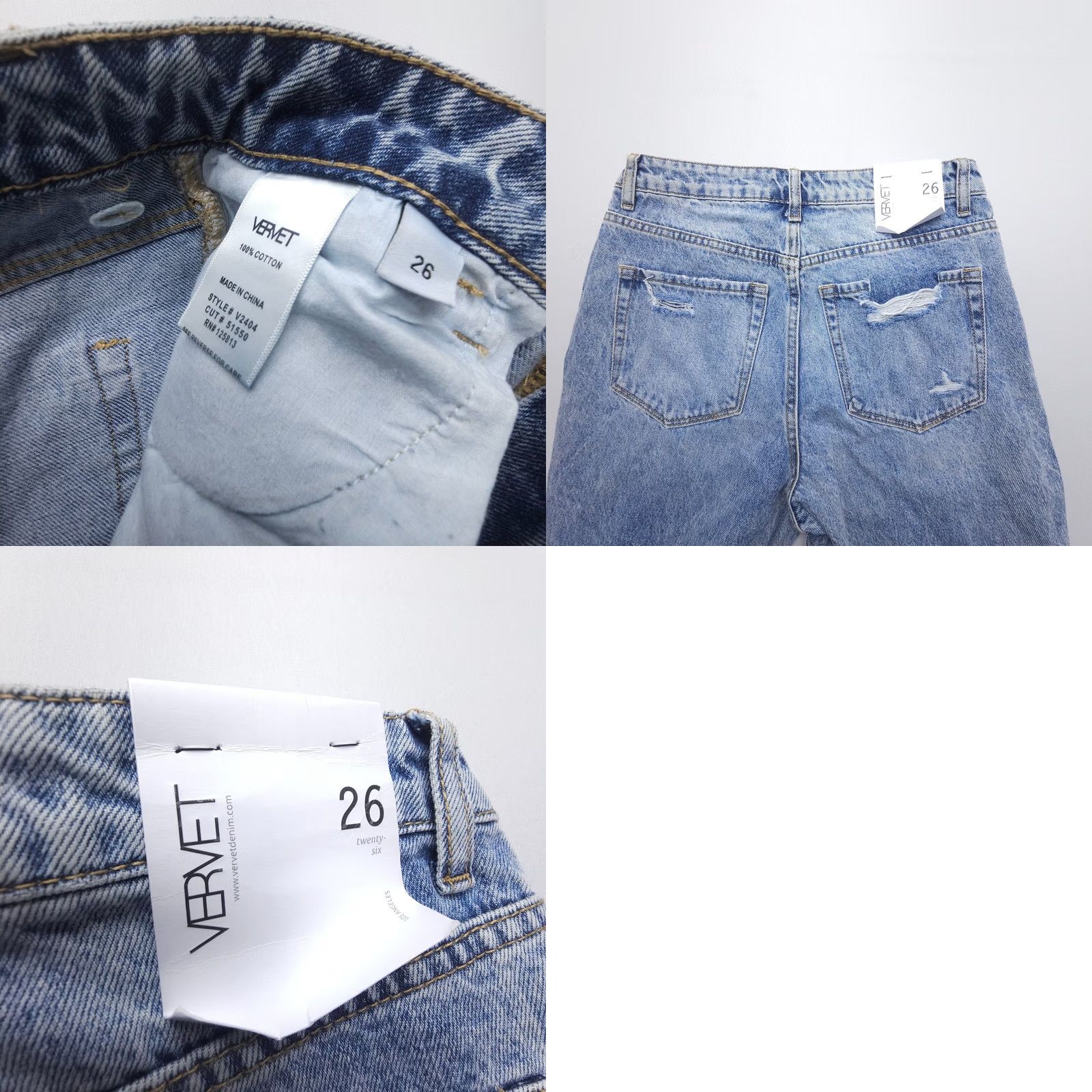 Vintage VERVET High Rise Straight Crop Jeans Womens 26 x 26" Blue Rigid Cotton Denim NWT Size 26" / US 2 / IT 38 - 8 Thumbnail