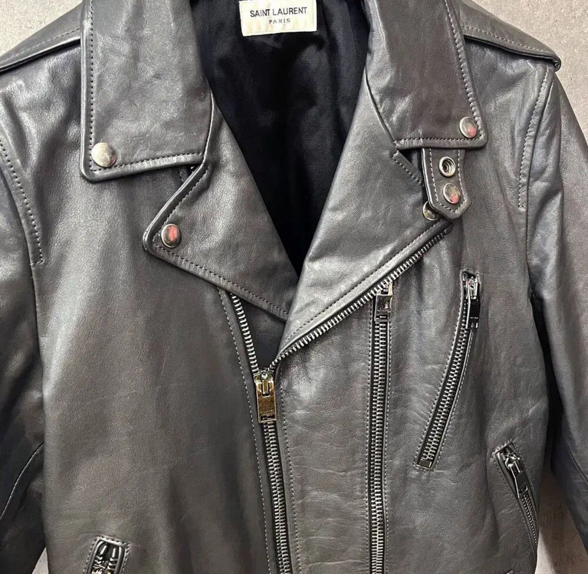 Saint Laurent Paris Saint laurent metal gray L17 leather biker jacket sz48 Size US M / EU 48-50 / 2 - 2 Thumbnail