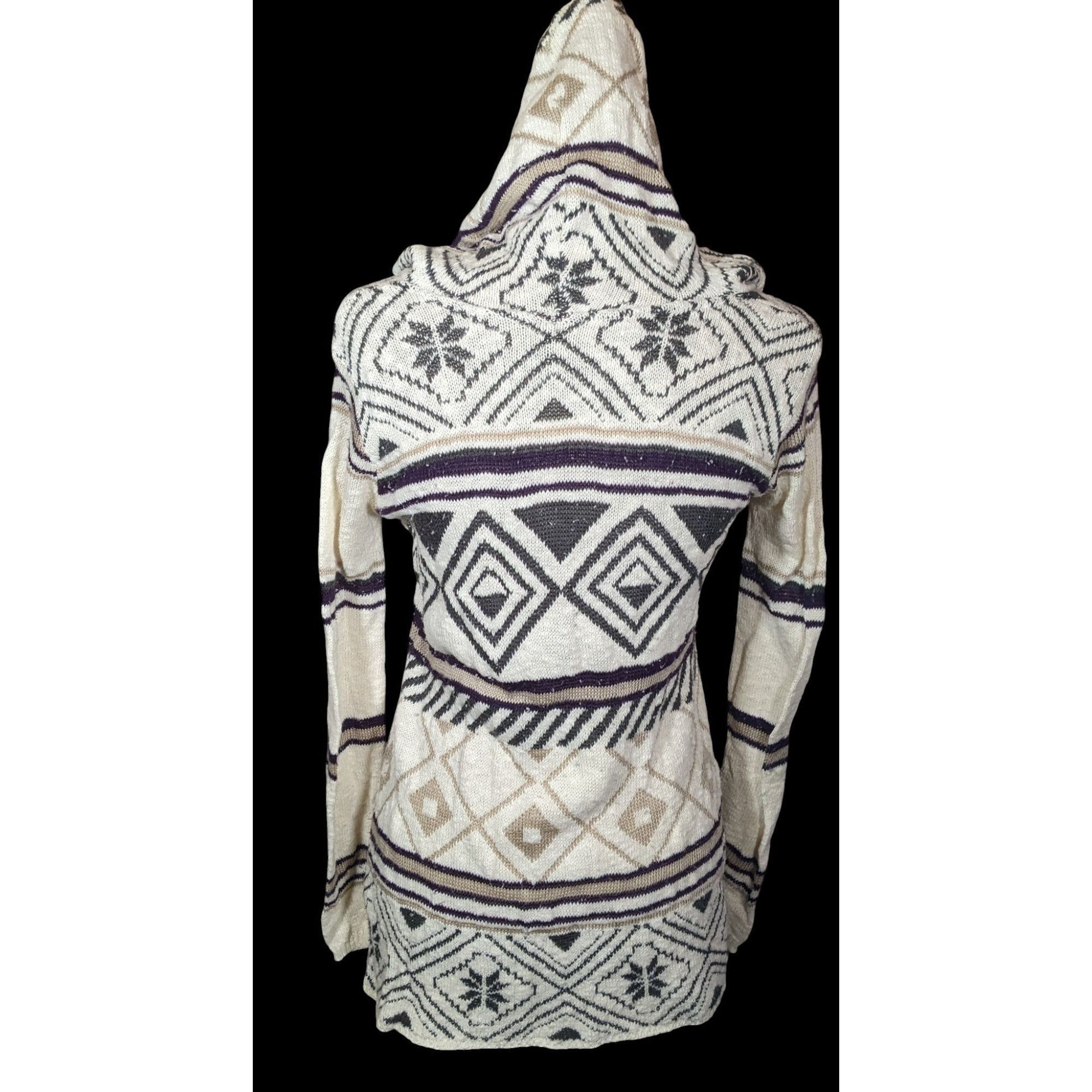 Other Full Tilt Southwestern White And Black Hooded Sweater Size S / US 4 / IT 40 - 2 Thumbnail