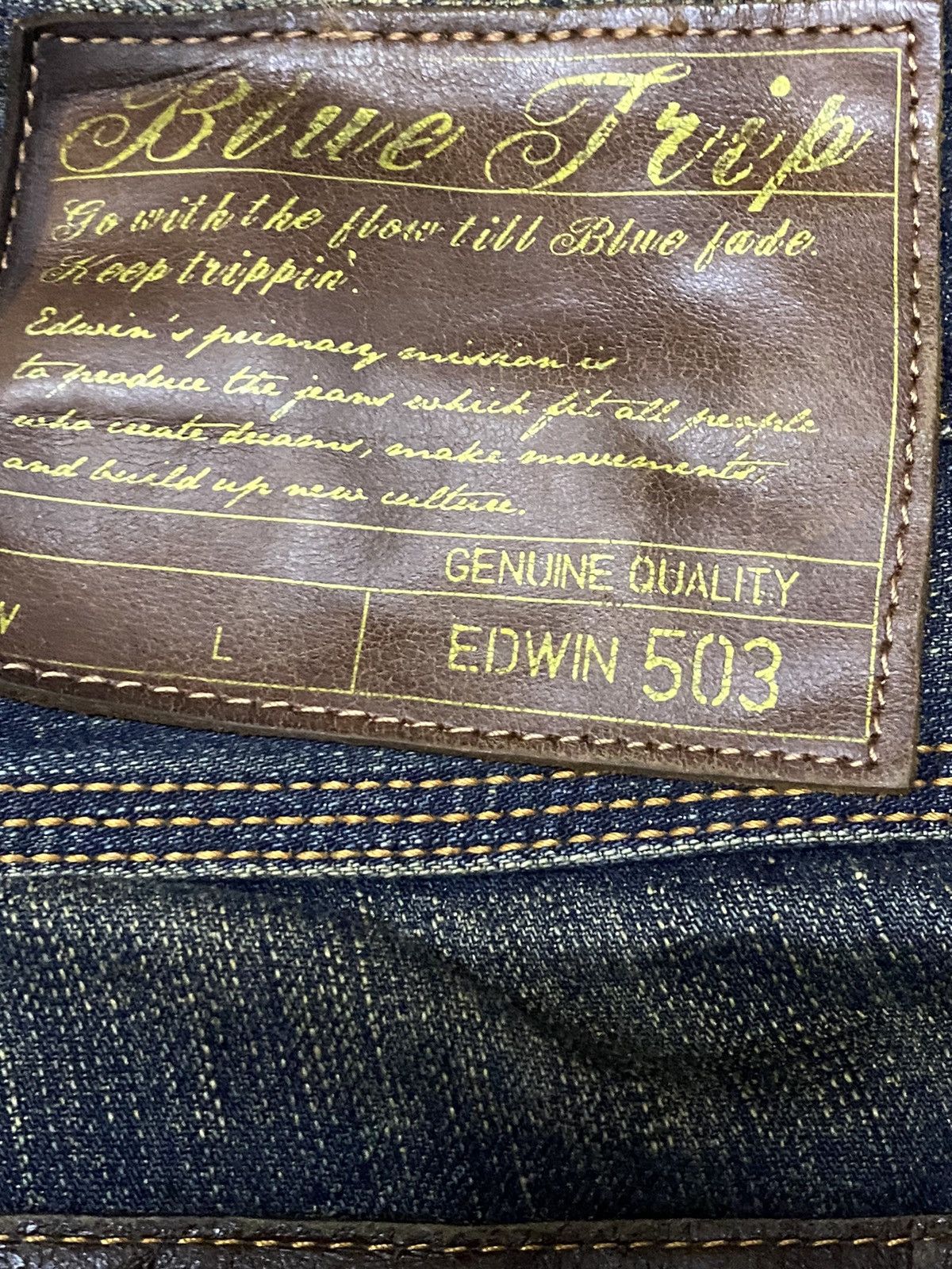 Edwin Vintage Edwin 503 Blue Trip Mud Wash Baggy Style Denim Size US 35 - 10 Thumbnail