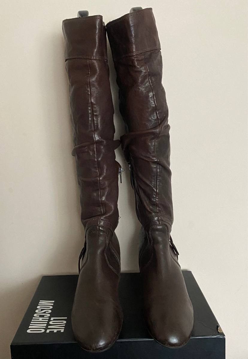 A.S.98 A.S.98. Airstep Brown Leather High Boots Moto Style Size US 8 / IT 38 - 2 Thumbnail