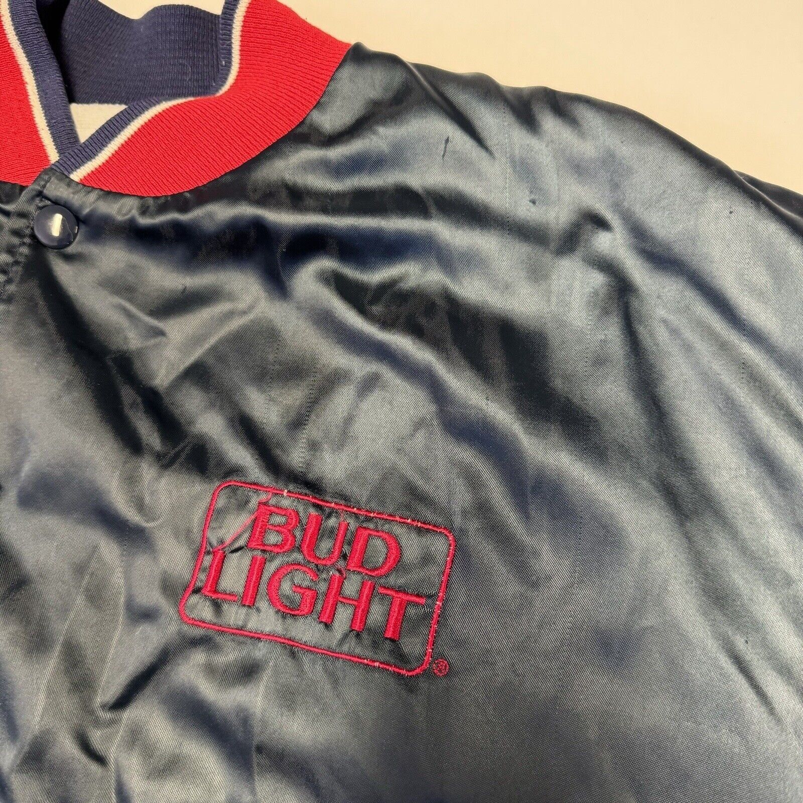 Vintage Vintage Bud Light Bomber Jacket Mens XL 80s Satin Blue Blueg Size US XL / EU 56 / 4 - 5 Thumbnail