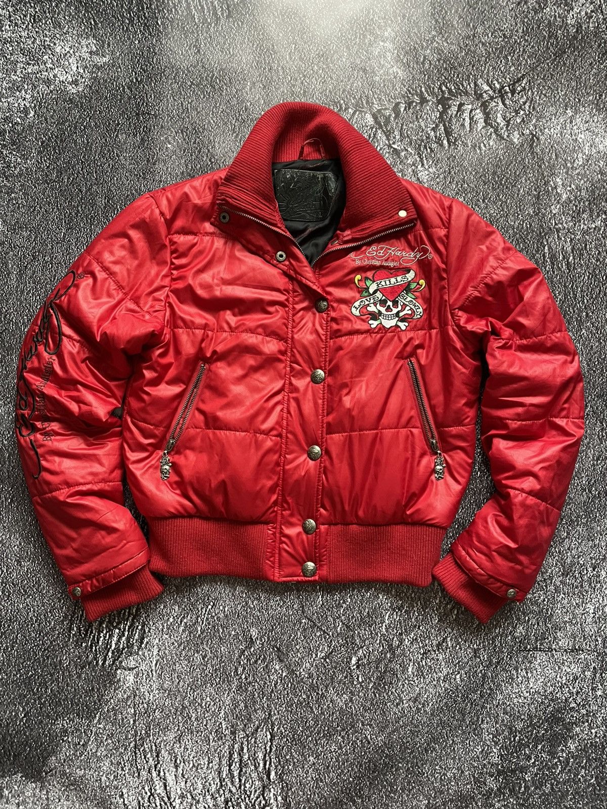 Ed Hardy Vintage Y2K Ed Hardy bomber jacket by Christian Audigier Size L / US 10 / IT 46 - 1 Thumbnail