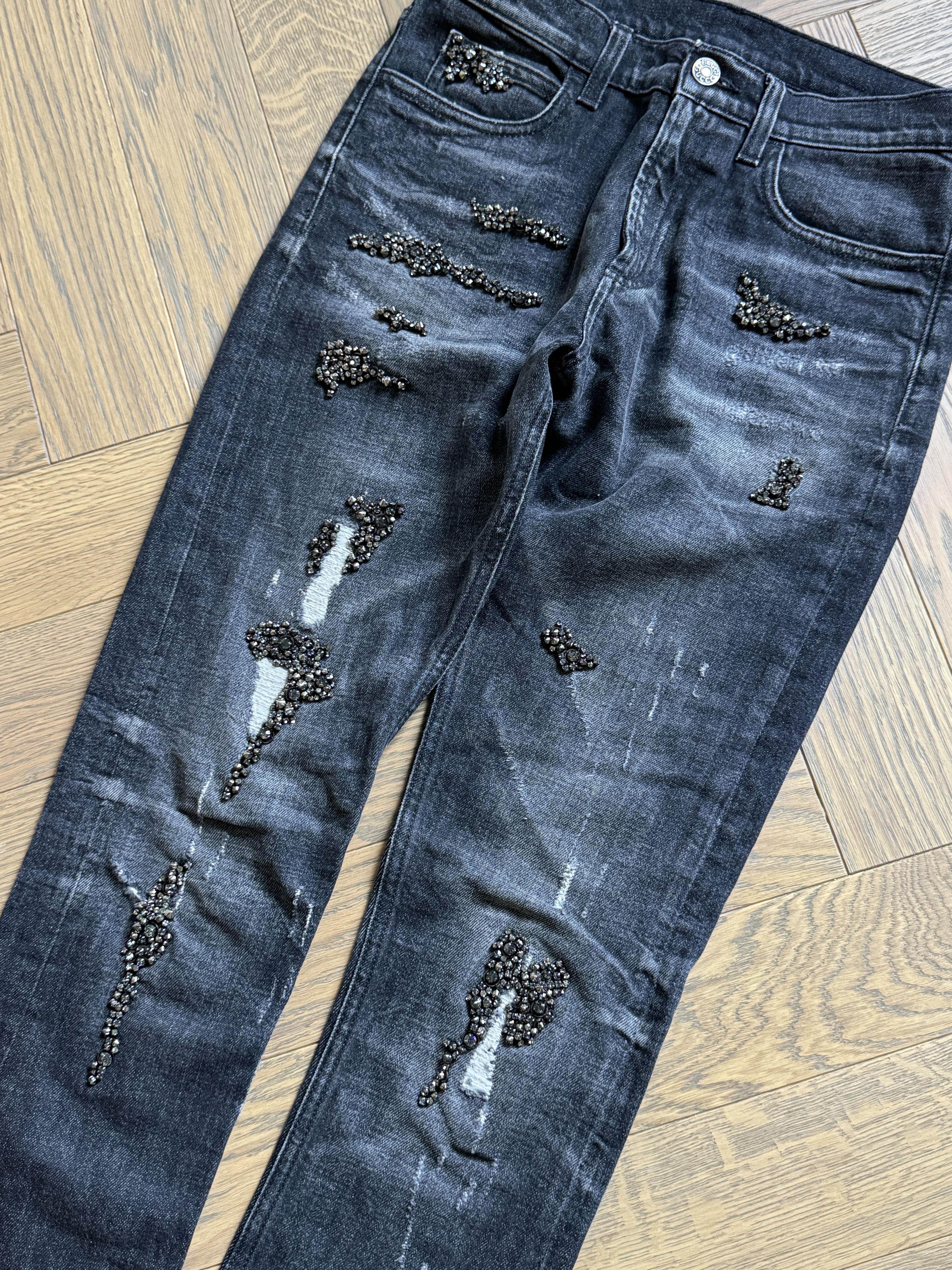 Gucci Gucci beaded distressed black jeans Size 25" / US 0 / IT 36 - 2 Thumbnail