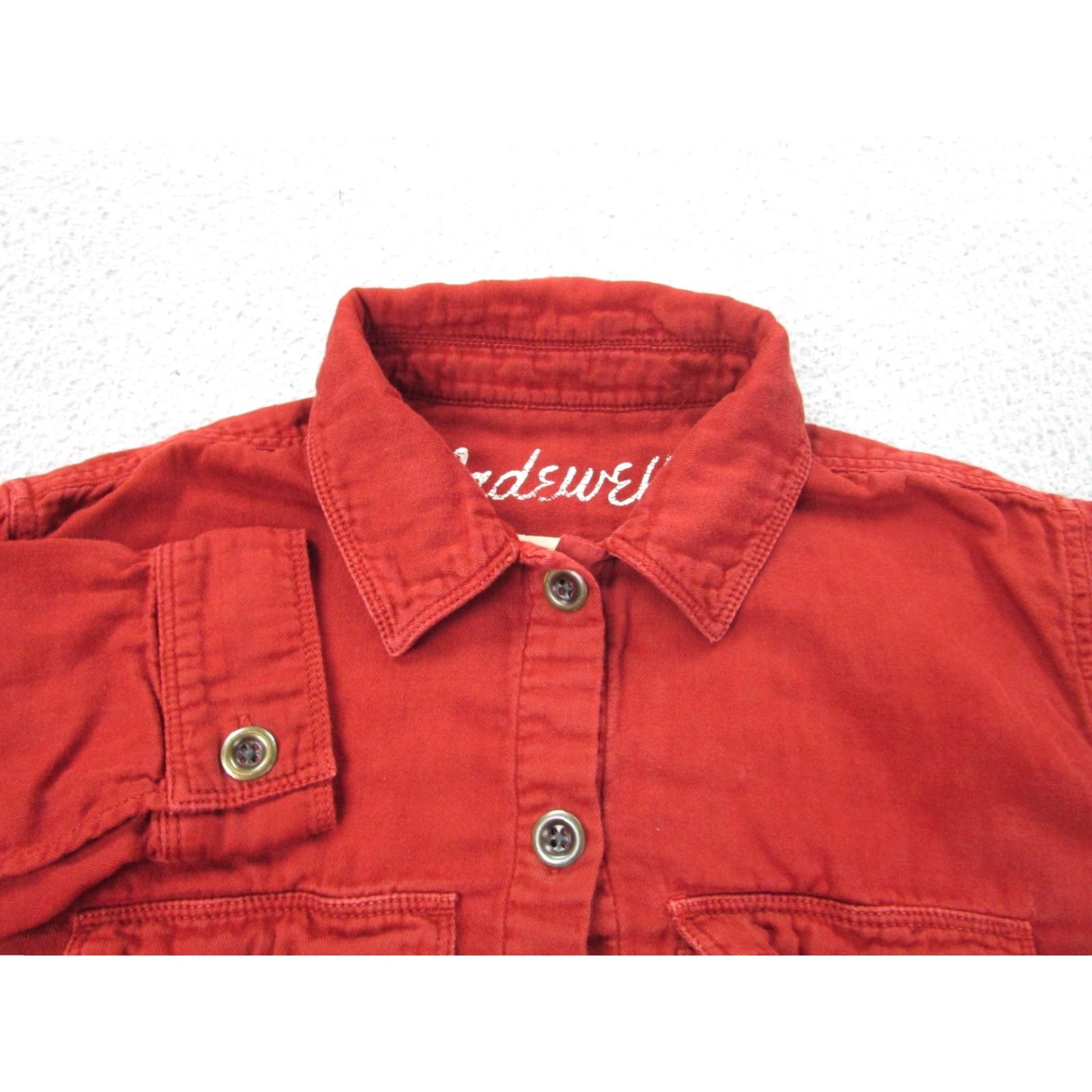 Madewell VINTAGE Madewell Shirt Womens XS Red Orange Shacket Boho Western Indie Herringbone Size XS / US 0-2 / IT 36-38 - 3 Thumbnail