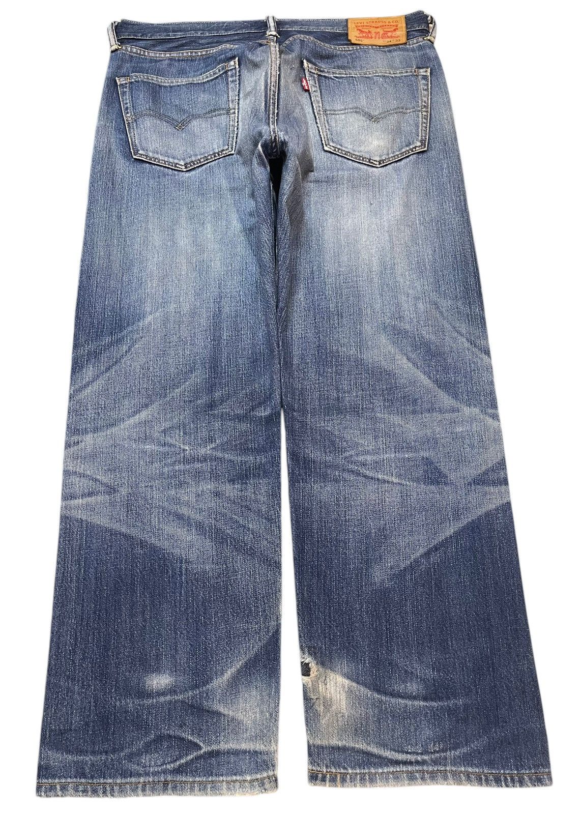 Levi's Vintage Levis 505 Blue Faded Wash Distressed Baggy Jeans Size US 34 / EU 50 - 2 Thumbnail