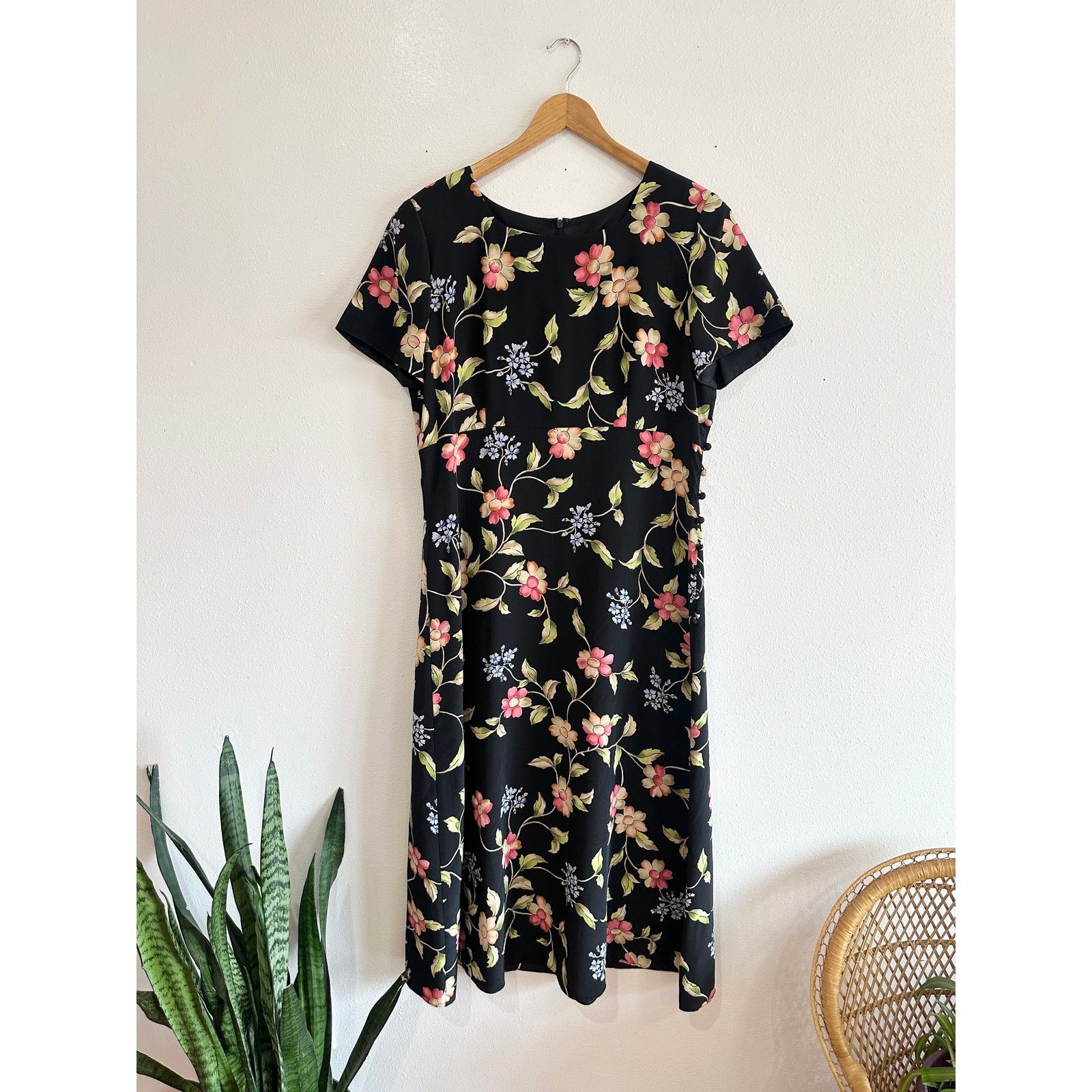 Vintage Late 90’s Whimsigoth Floral Silk Maxi Dress 14 Size XL / US 12-14 / IT 48-50 - 5 Thumbnail