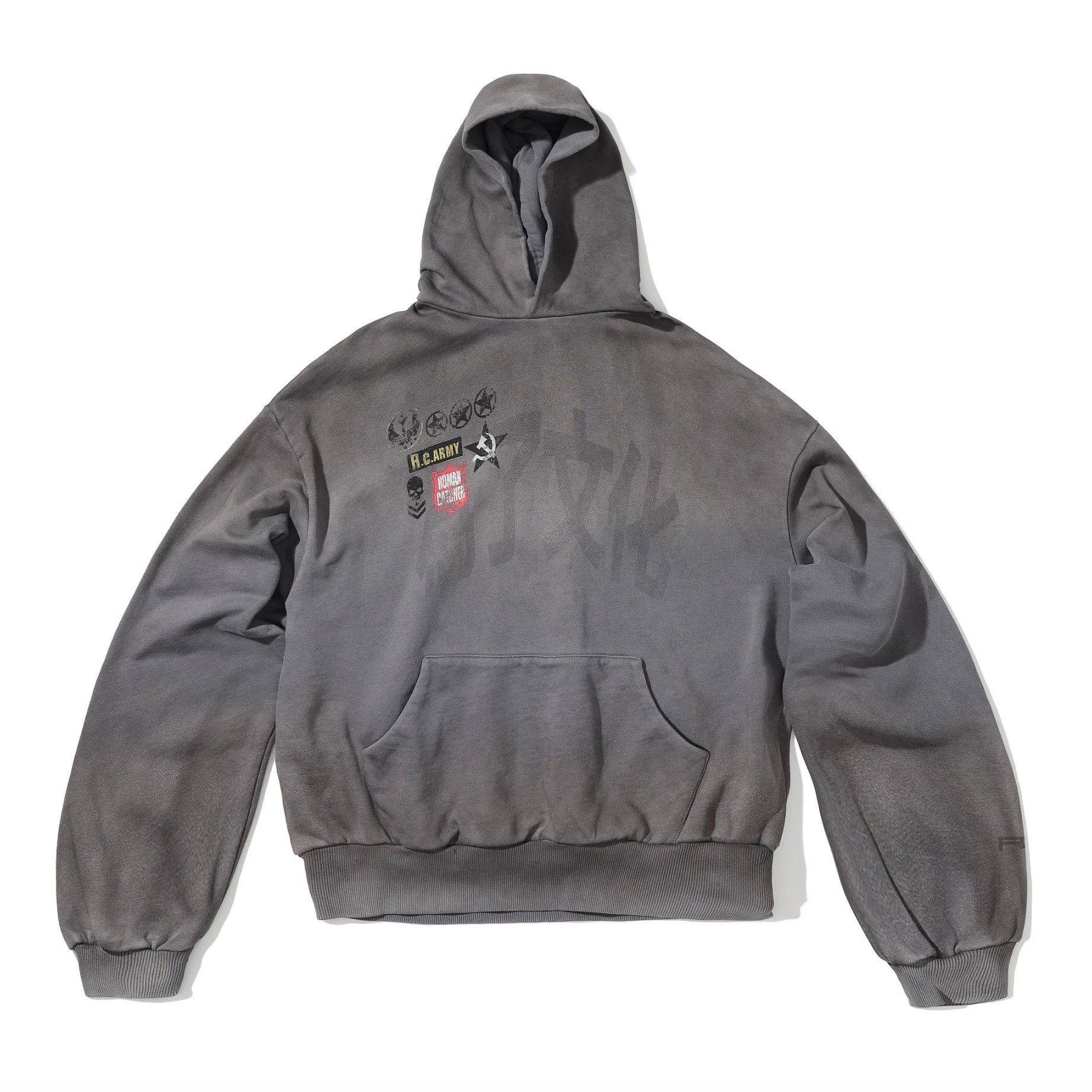 Japanese Brand Japanese Brand Vintage Faded Grey War Hoodie size S Size US M / EU 48-50 / 2 - 1 Thumbnail