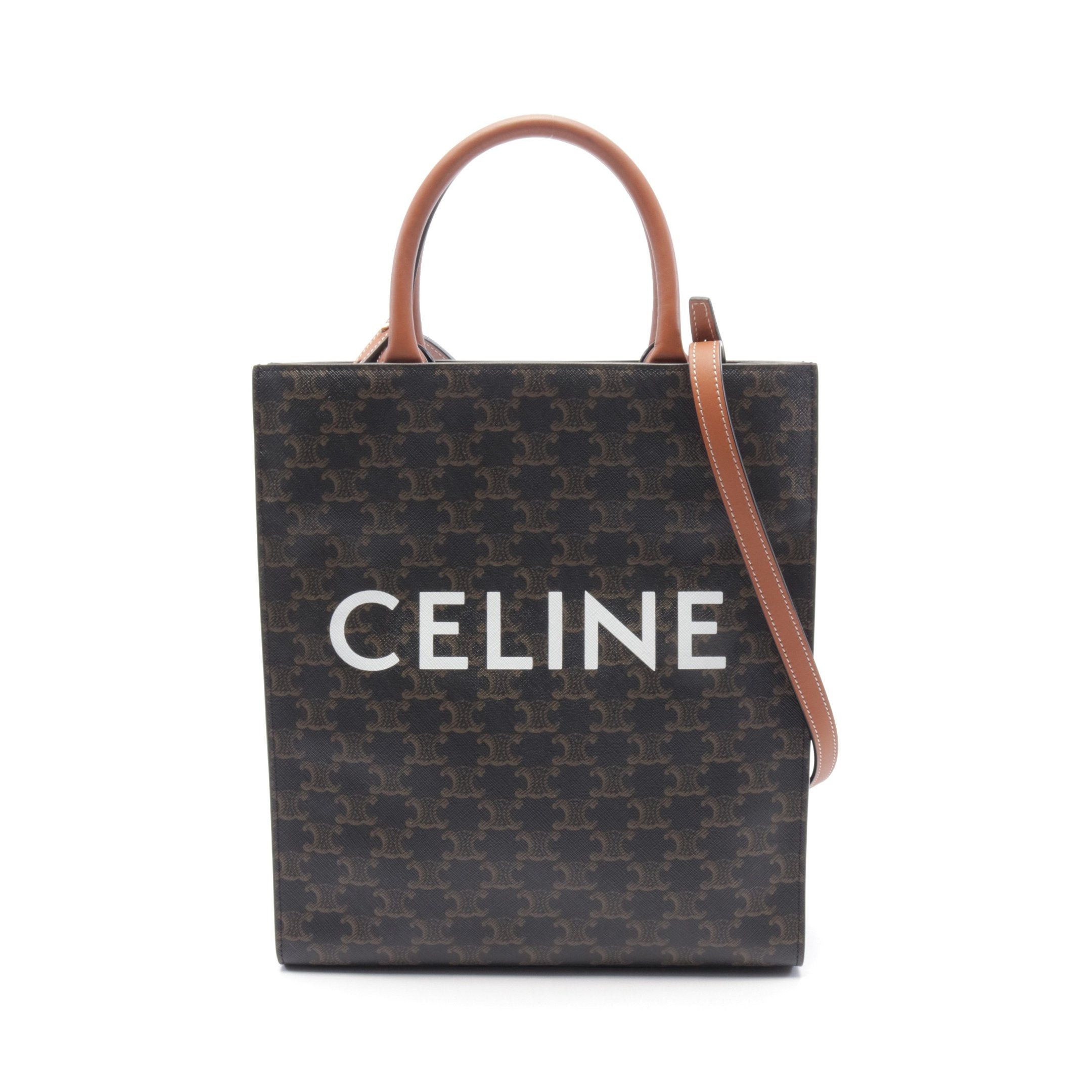 Celine Celine Small Vertical Hippopotamus Triomphe Handbag Tote Bag Leather Black Brown Size ONE SIZE - 1 Thumbnail