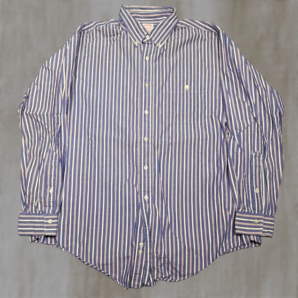Brooks Brothers Brooks Brothers Shirt Mens XL Blue Stripe Long Sleeve Button-Up USA Cotton Size US XL / EU 56 / 4 - 1 Thumbnail