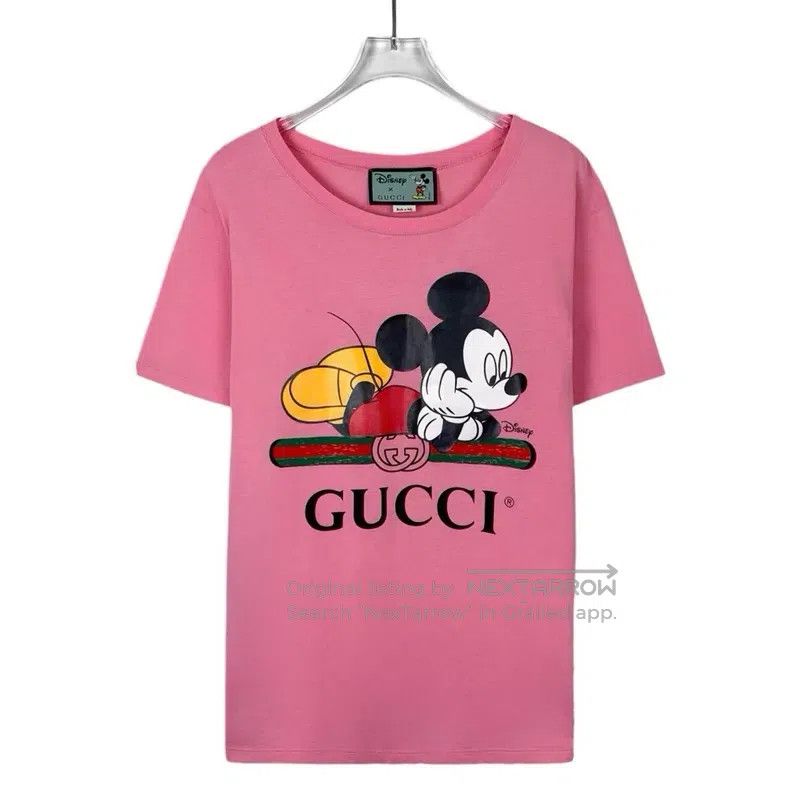 Gucci Gucci Pink Mickey Mouse Printed Cotton Round-neck Short-sl Size S / US 4 / IT 40 - 1 Thumbnail