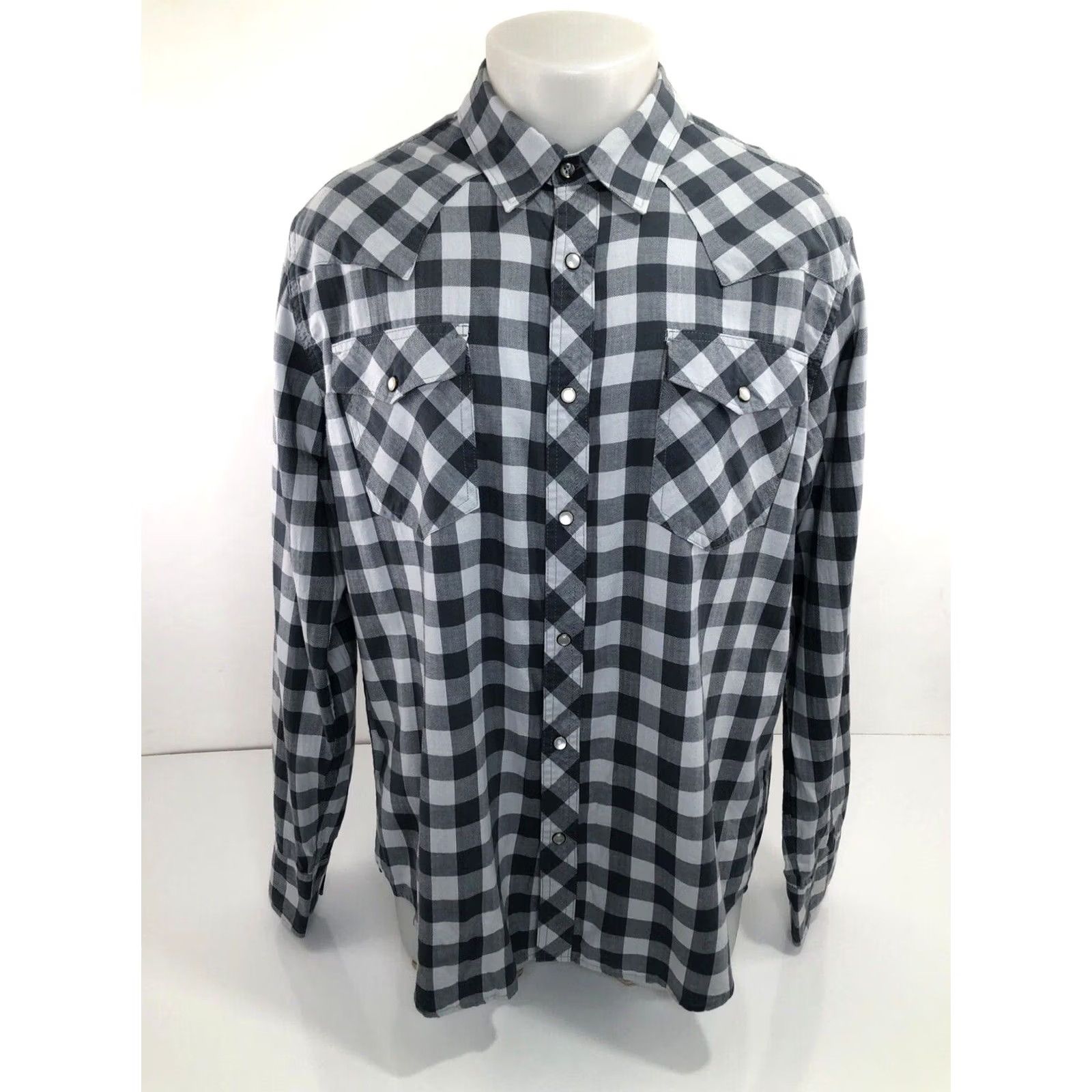 Tecovas Tecovas - Plaid Pearl Snap Western Shirt - Men - L - Gray - Long Sleeve - Button-Up - Vintage B3 Size US L / EU 52-54 / 3 - 2 Thumbnail