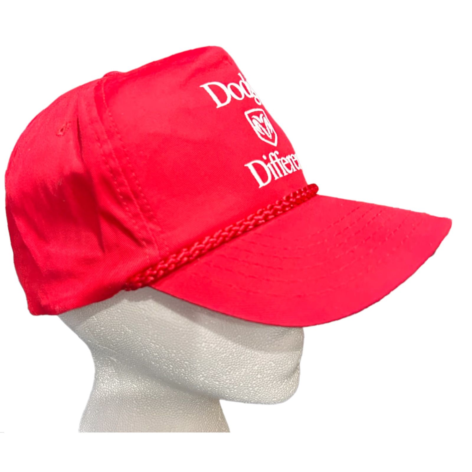 Vintage Vtg. 90’s Dodge Different Ram Red Trucker Hat adjustable Cobra Cap Tag Mens Trucker Hat Red Cotton Solid Adjustable Cap Cars Theme 90s Mens Size ONE SIZE - 2 Thumbnail