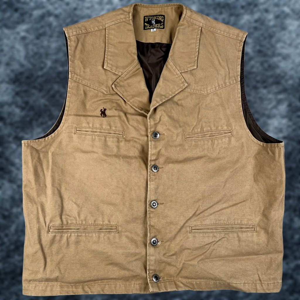 Vintage Wyoming Traders Bronco Vest Canvas Snap Button XL Men Beige Western Rodeo Cowboy Size US XL / EU 56 / 4 - 1 Thumbnail