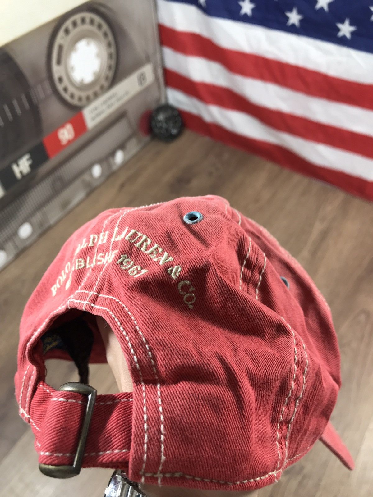 Vintage Vintage Polo Ralph Lauren Cap Big Logo American Flag Size ONE SIZE - 5 Thumbnail