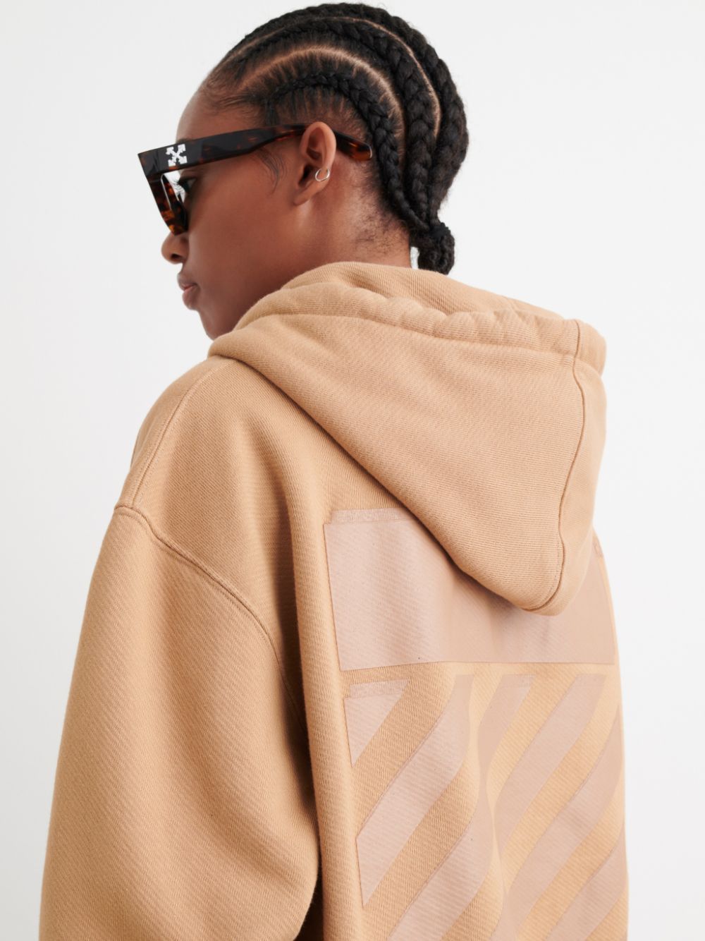 Off-White o1gr1nt1124 Diag Pkt Regular Hoodie in Camel Size XXS / US 00 / IT 34 - 2 Thumbnail