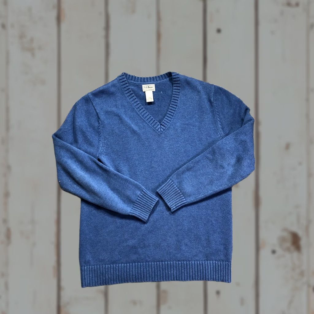 Vintage L.L.Bean Sweater Mens LT Large Tall Blue V-Neck Cotton Knit Pullover Long Sleeve Size US L / EU 52-54 / 3 - 1 Thumbnail