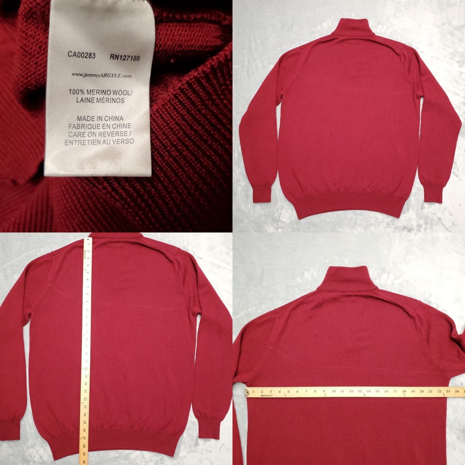 Vintage VINTAGE Jeremy Argyle Sweater Mens XL Red 1/4 Zip Pullover Merino Wool Mock Neck Knit Zipper 100% Wool Mens XL Red Size US XL / EU 56 / 4 - 8 Thumbnail