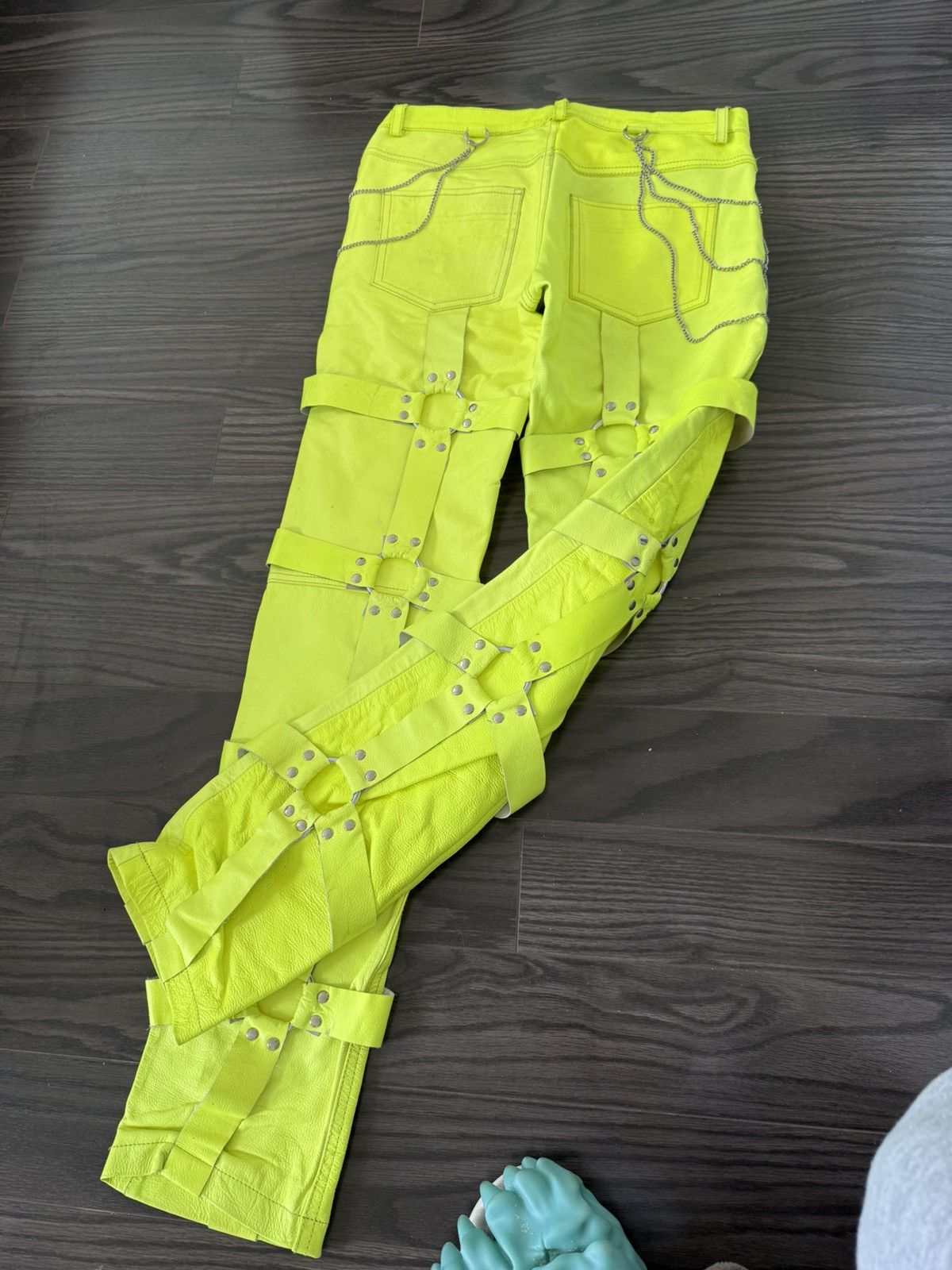 Ev Bravado × Vlone × Who Decides War Ev Bravado LEATHER BONDAGE NEON GREEN Size US 30 / EU 46 - 13 Thumbnail