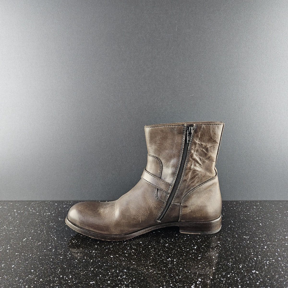 MoMA Women's Moma Brown Leather Ankle Zip Boots (Y0314) Size US 10 / IT 40 - 3 Thumbnail