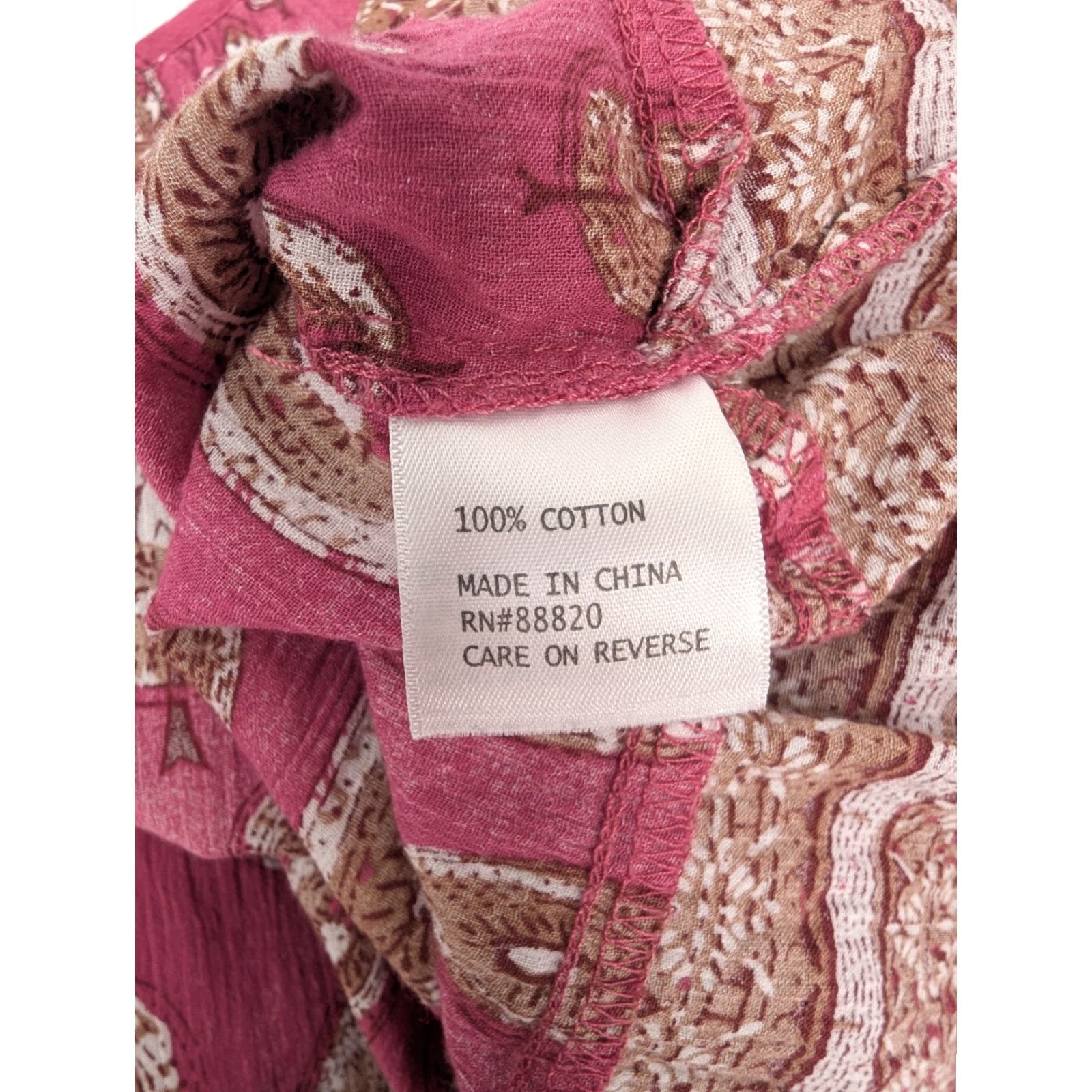 Cynthia Rowley Cynthia Rowley Blouse Women’s 2X Red Pink Paisley Henley Long Sleeve Tunic Collarless Pockets All Seasons Button Size XXL / US 16-18 / IT 52-54 - 7 Thumbnail