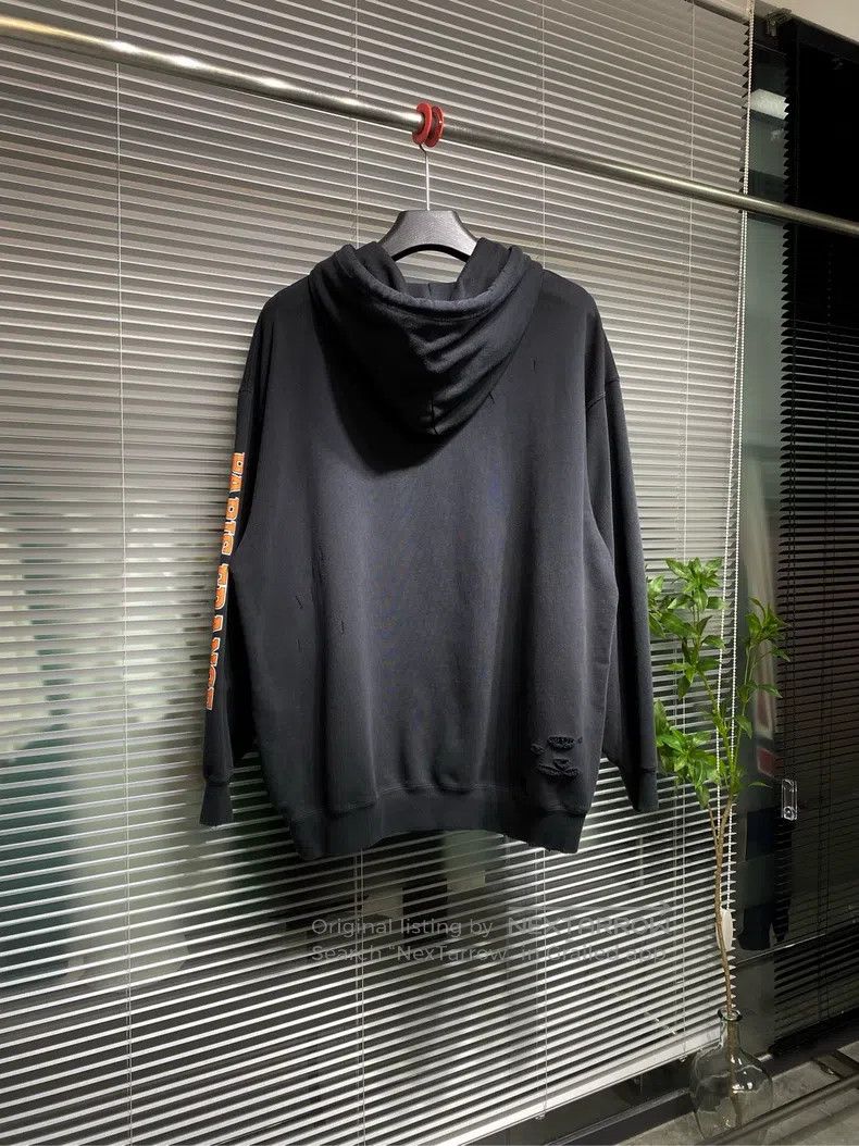 Balenciaga Balenciaga Black Hoodie Sweatshirt with Scissor Destructio Size US M / EU 48-50 / 2 - 2 Thumbnail