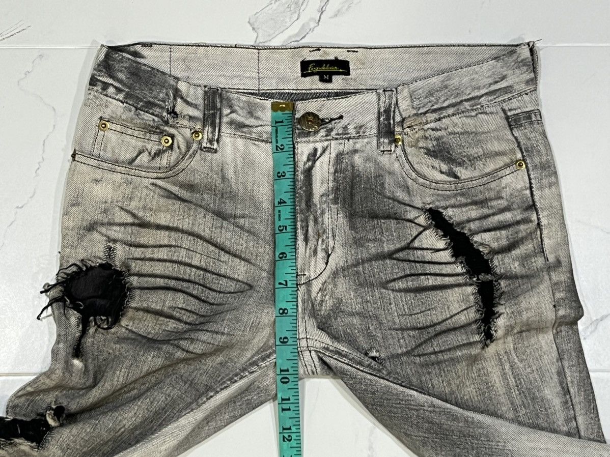 Japanese Brand FLARE💥Japan Brand Ripped Smoke Grey Flared Denim Jeans Size US 32 / EU 48 - 20 Thumbnail