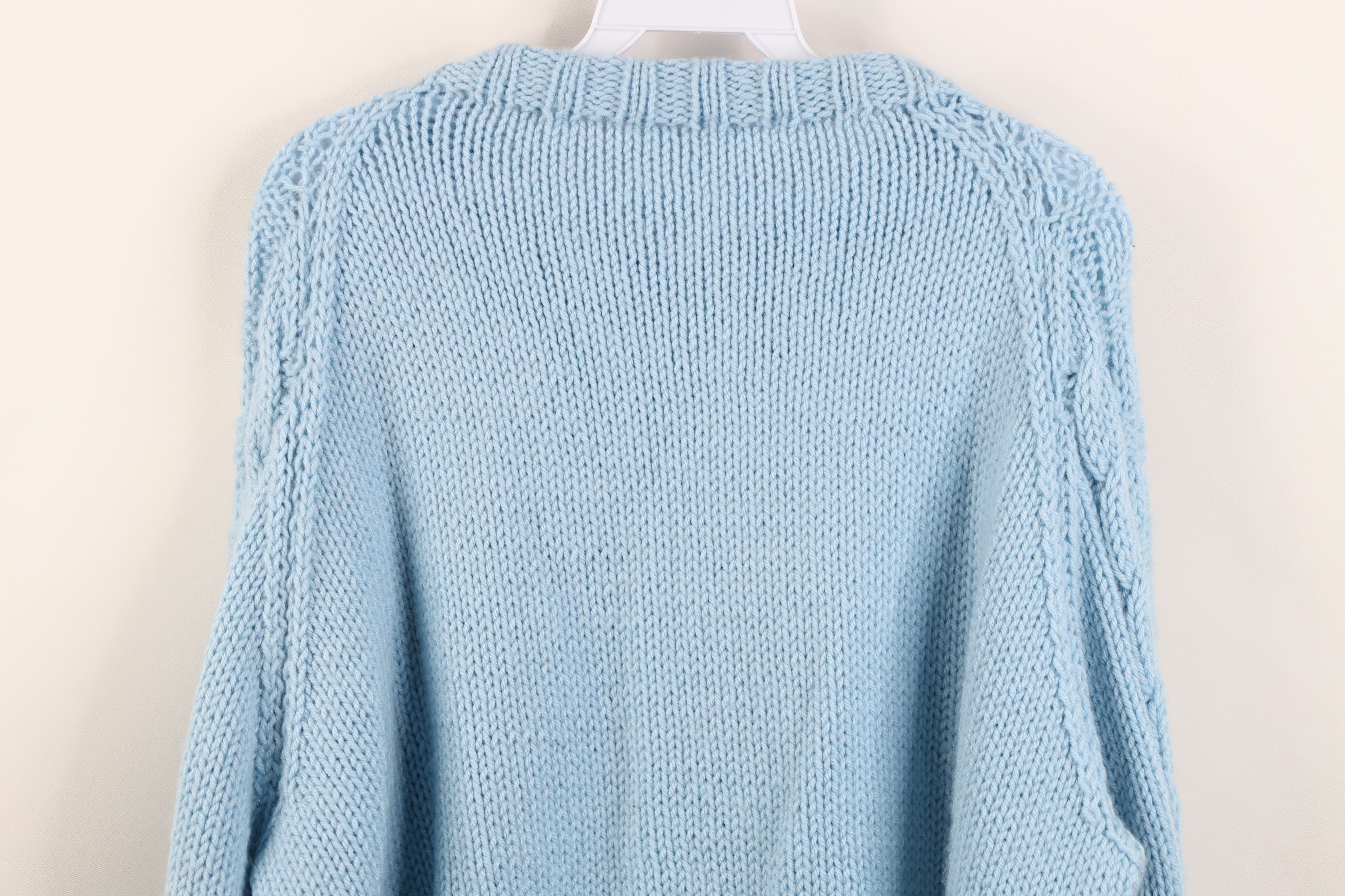 Vintage Vintage 70s Streetwear Chunky Ribbed Cable Knit Sweater Blue Size XXL / US 16-18 / IT 52-54 - 10 Thumbnail