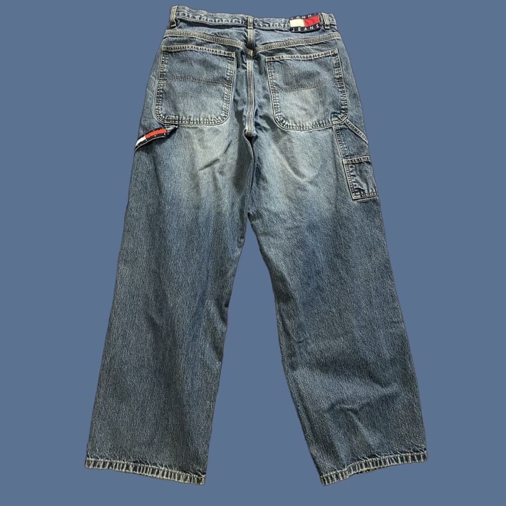 Tommy Hilfiger VINTAGE Tommy Jeans Baggy Carpenter Jeans 34x32 Medium Wash 90s Hip Hop Flag Mens Jeans Size US 34 / EU 50 - 1 Thumbnail