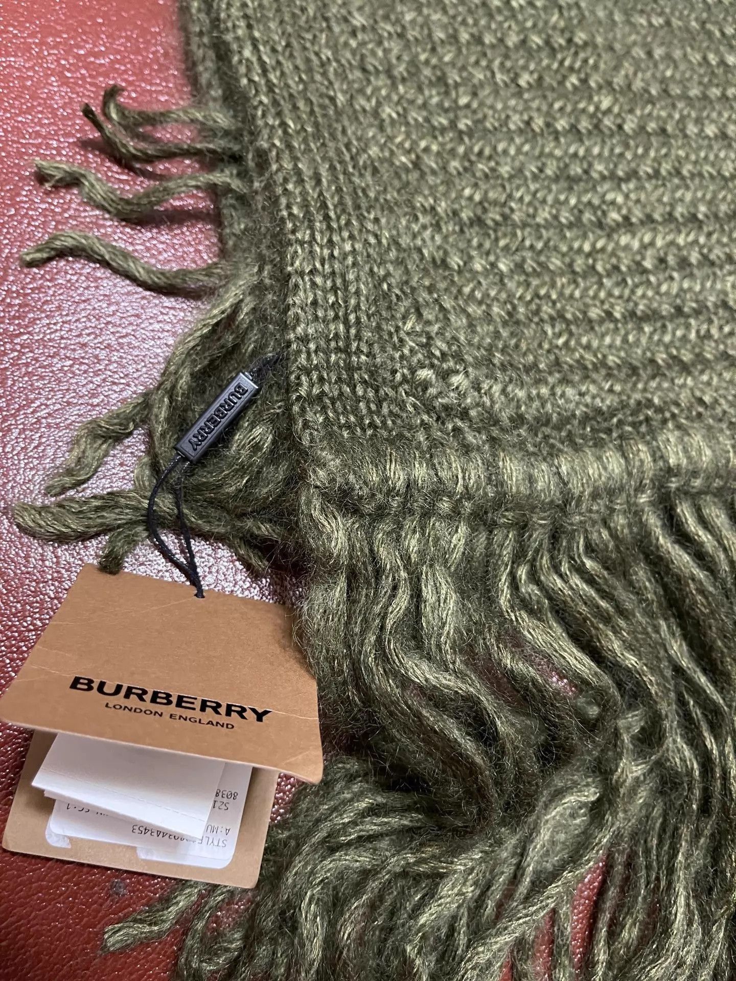 Burberry Green Knit Scarf with Fringes Size ONE SIZE - 4 Thumbnail