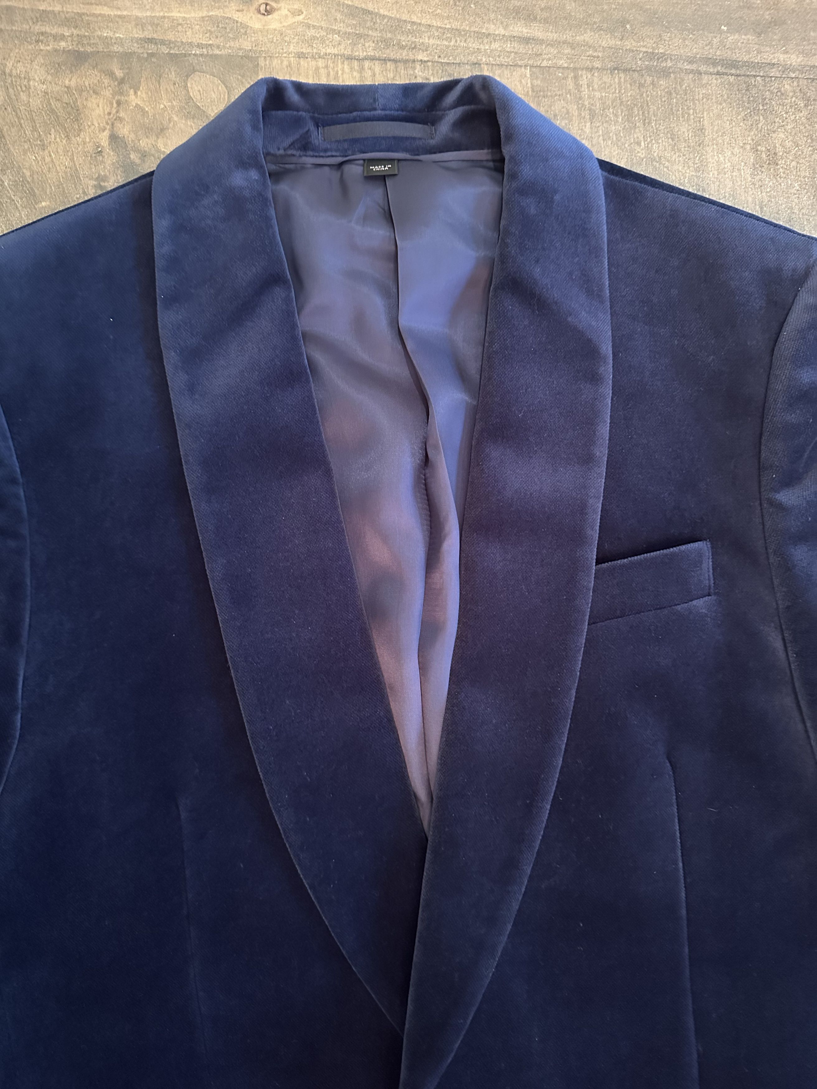 J.Crew Blue Velvet Shawl Collar Tuxedo Jacket Size 34S - 3 Thumbnail