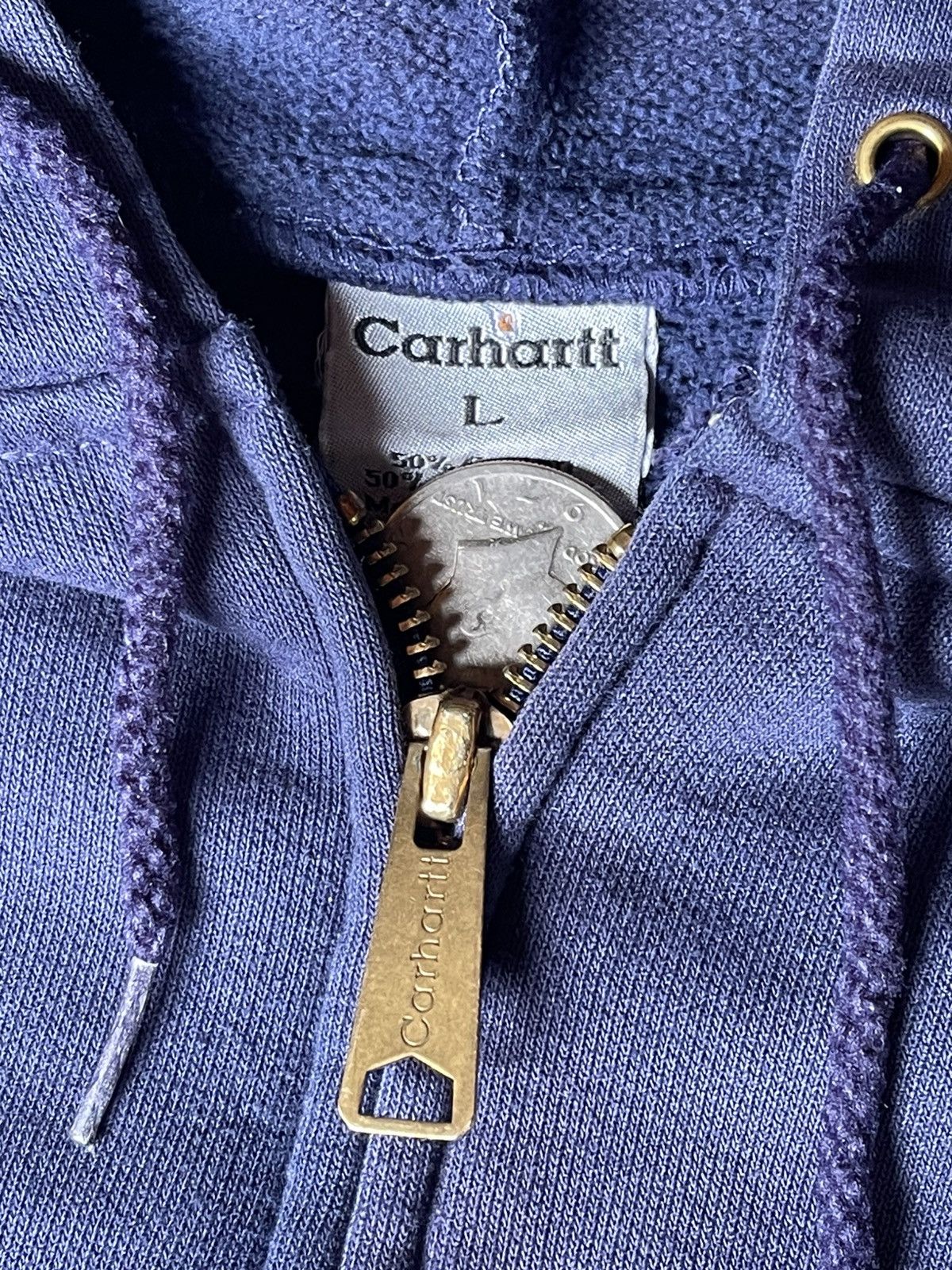 Carhartt Vintage 90s Carhartt Faded Navy Zip Up Hoodie Size US L / EU 52-54 / 3 - 5 Thumbnail