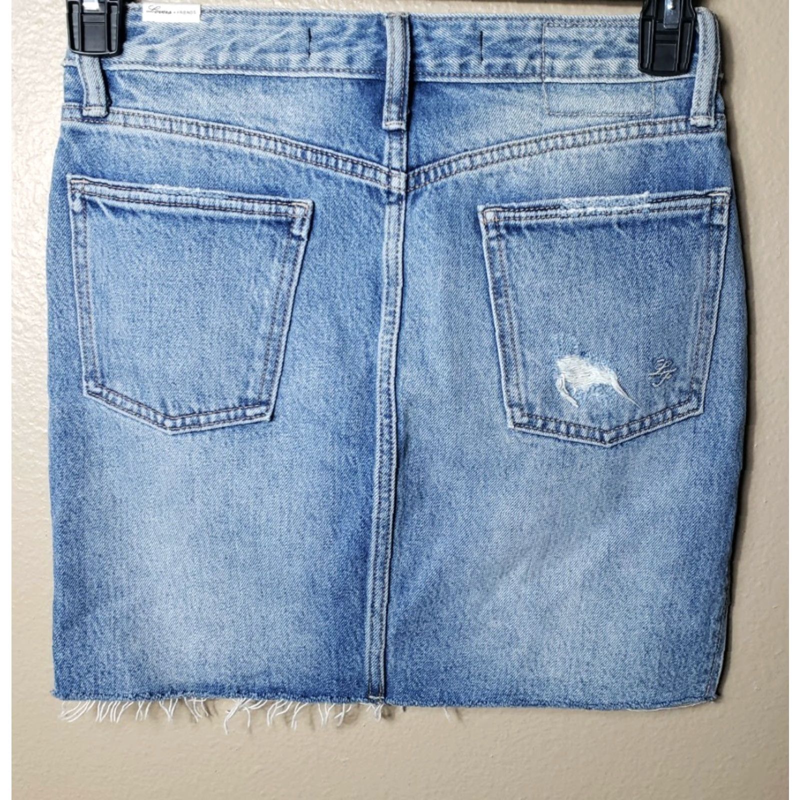 Vintage Lovers + Friends "Elijah" Distressed Jean Skirt-Size 26 Size 26" / US 2 / IT 38 - 4 Thumbnail