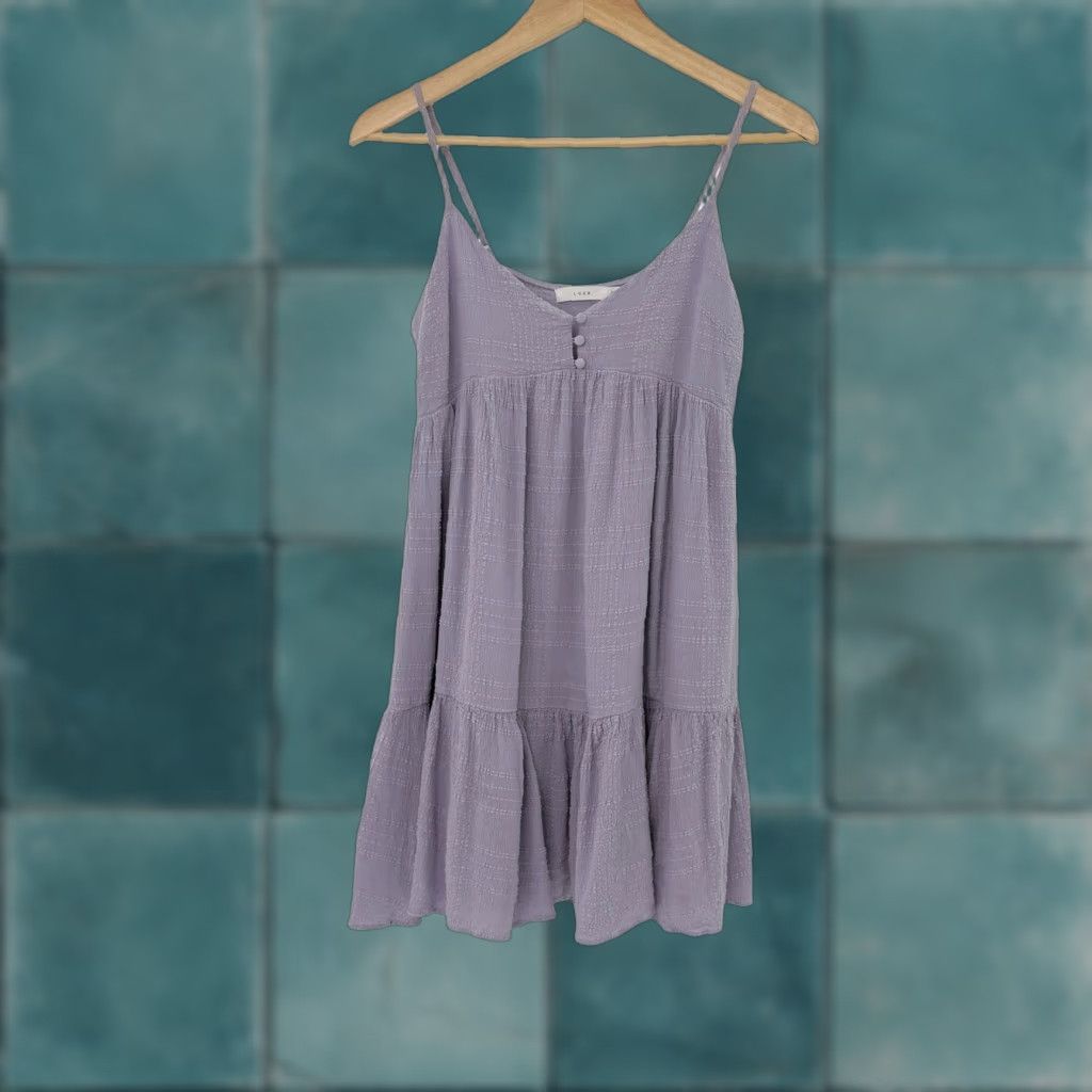 Vintage Lush Mini Dress Lavender Purple Tiered Button Front Sleeveless S Women’s Casual Summer Flowey Rayon Dress Size S / US 4 / IT 40 - 1 Thumbnail