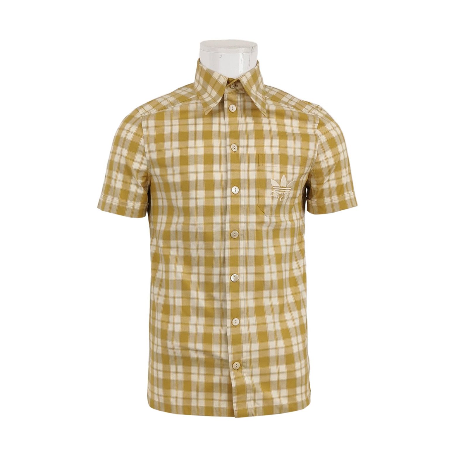 Gucci x Adidas Cotton Check Logo Shirt S/46