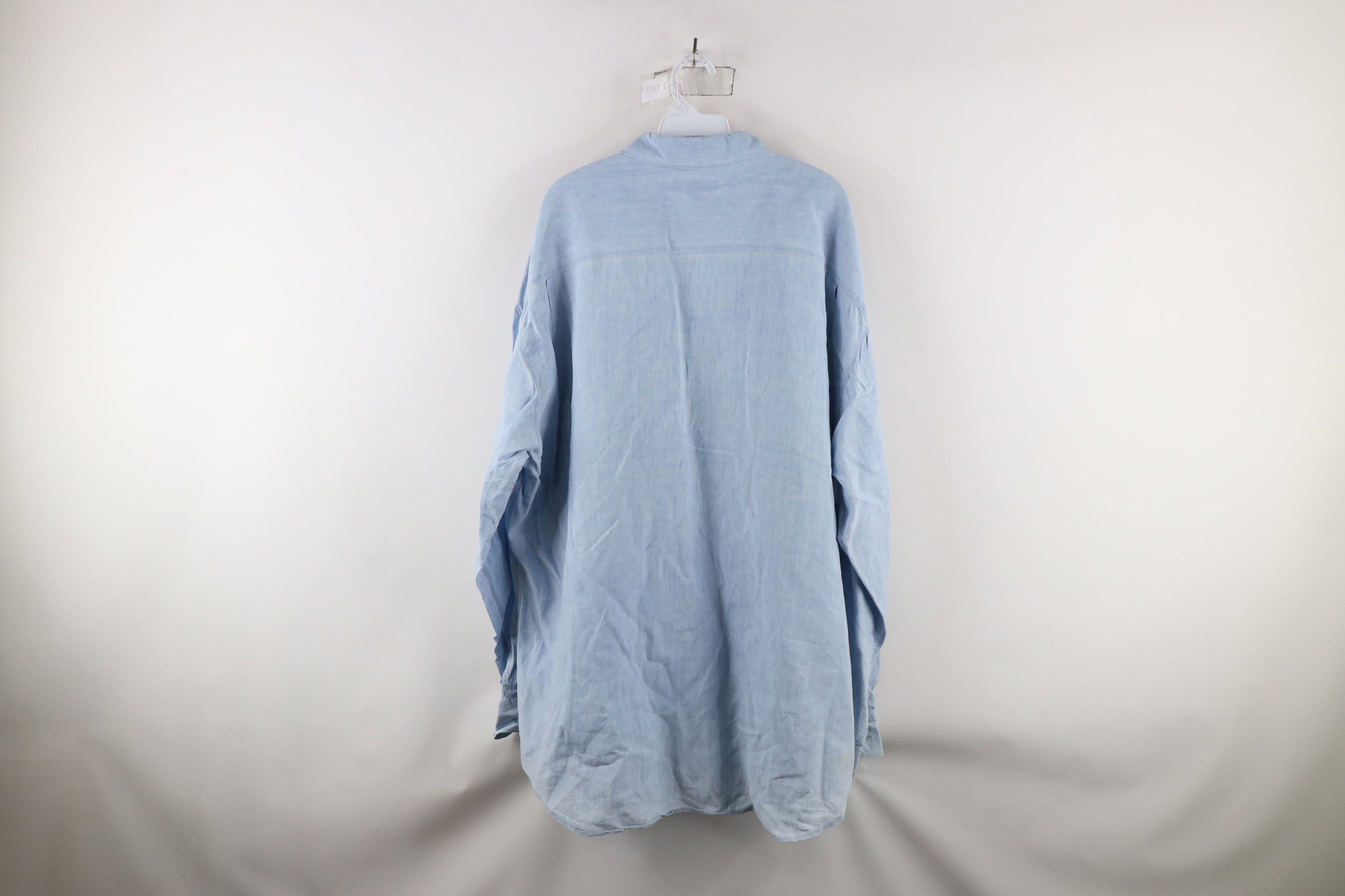 Banana Republic × Vintage Vintage 90s Banana Republic Fit Linen Button Shirt Blue Size ONE SIZE - 12 Thumbnail