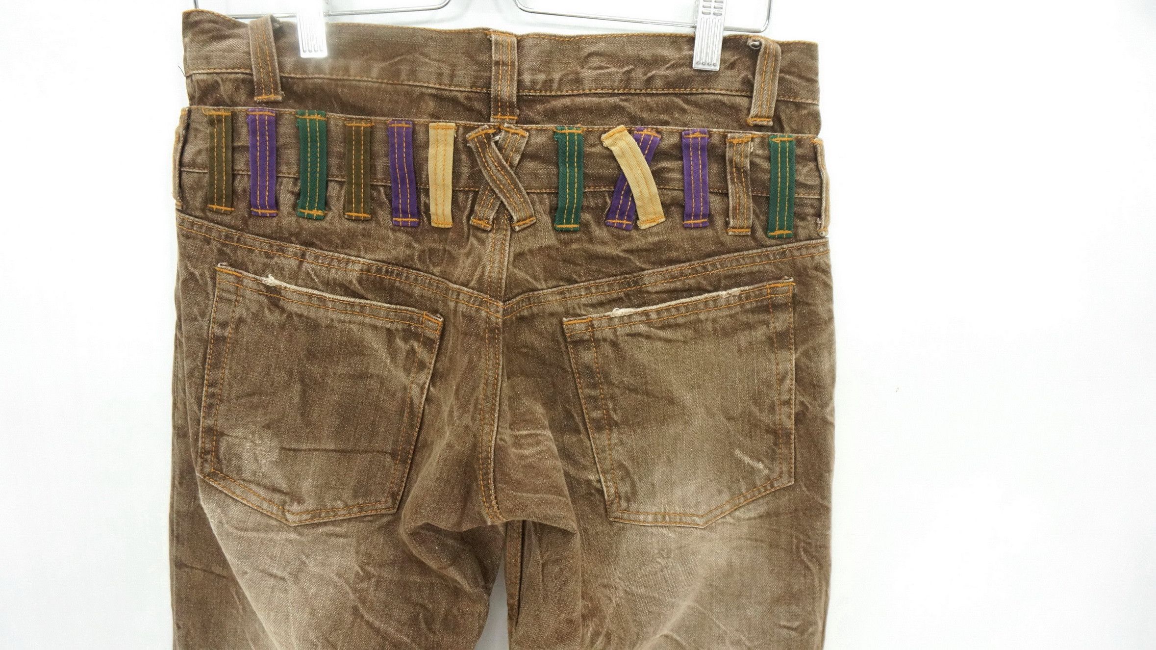 Japanese Brand NYLAUS Double Waist Brown Jeans Size US 29 - 7 Thumbnail