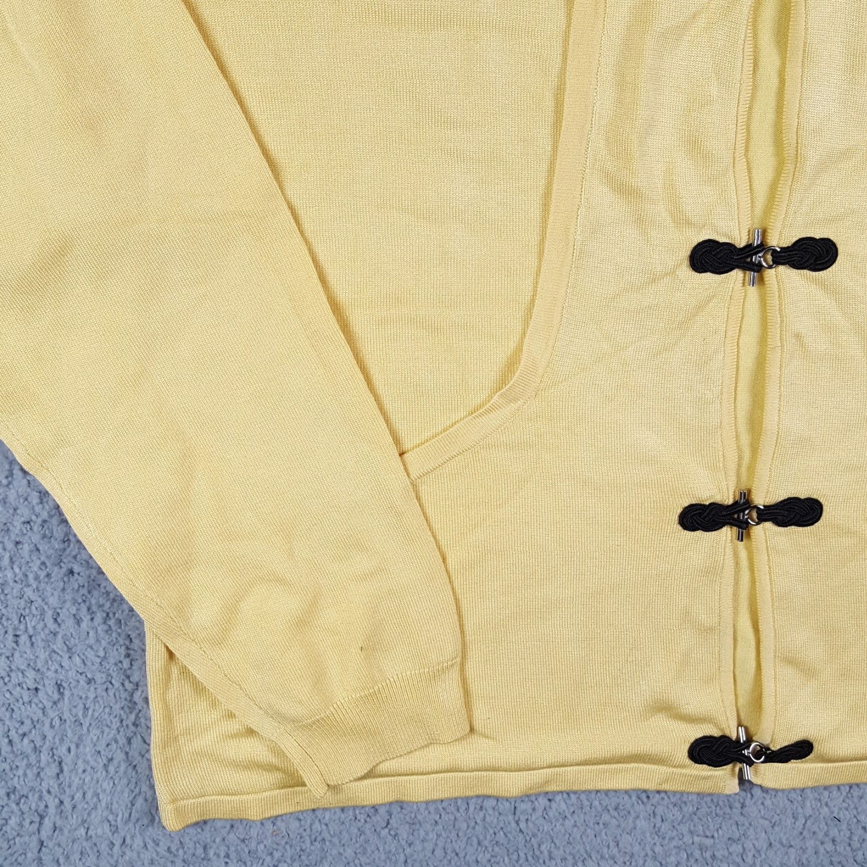 Vintage VINTAGE Jamie Sadock Women's Cardigan Sweater Knit Silk Button 90s Preppy Y2K Yellow Medium Size M / US 6-8 / IT 42-44 - 3 Thumbnail
