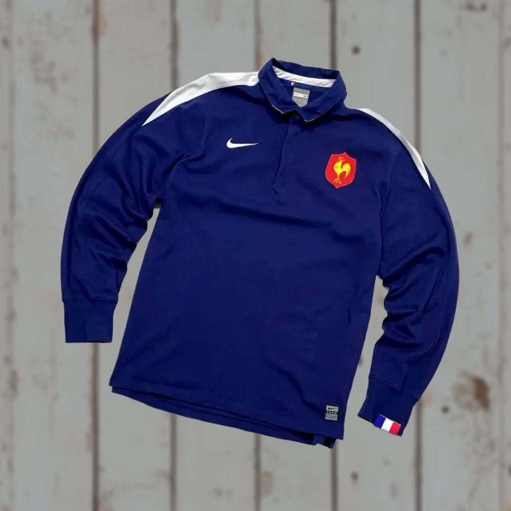 Nike VINTAGE Nike France Rugby Polo Shirt Long Sleeve Adult M Blue 2000s Y2K Mens Size US M / EU 48-50 / 2 - 1 Thumbnail