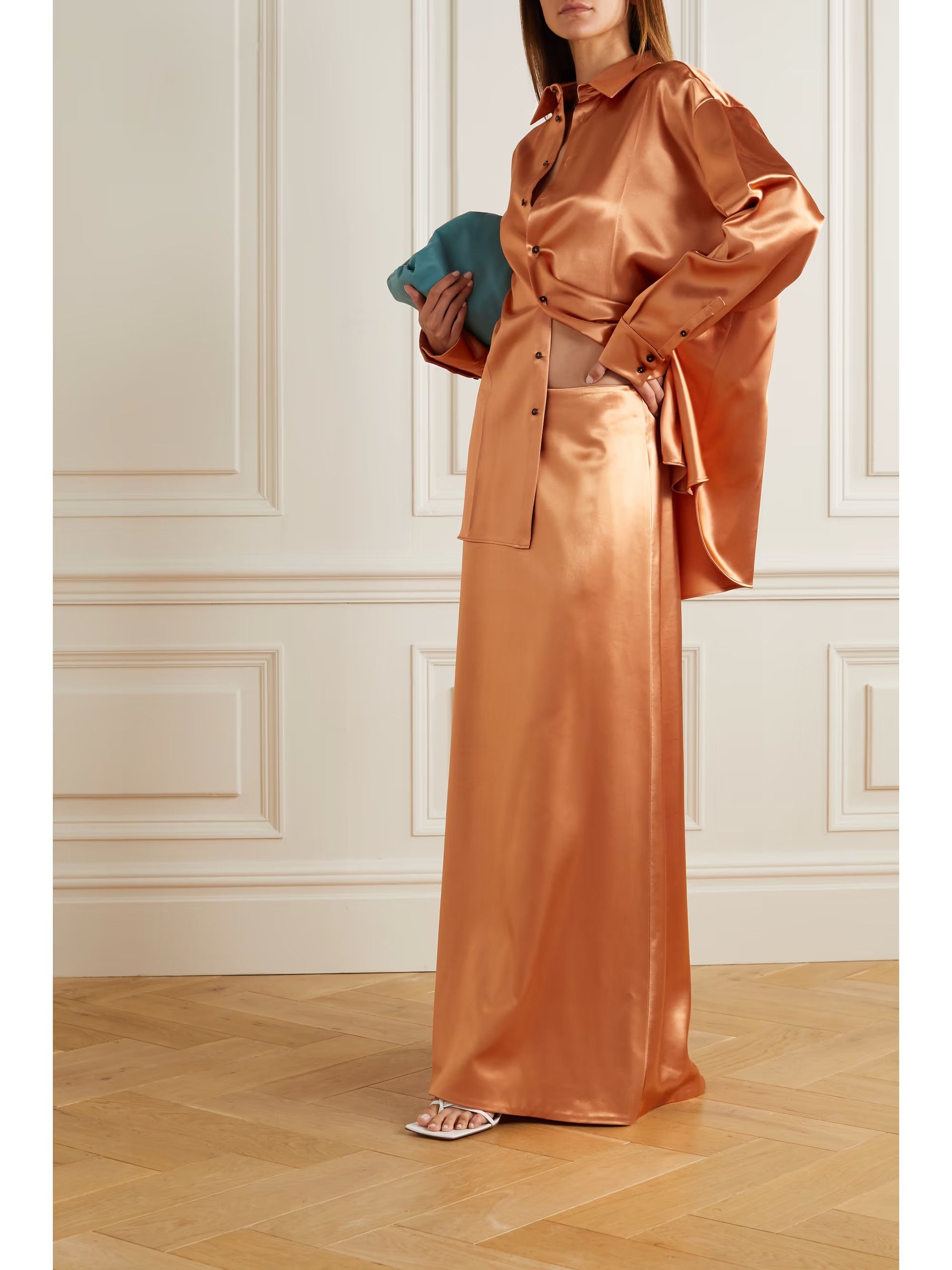 Jil Sander o1y1025 Maxi Skirt in Orange Size 26" / US 2 / IT 38 - 2 Thumbnail