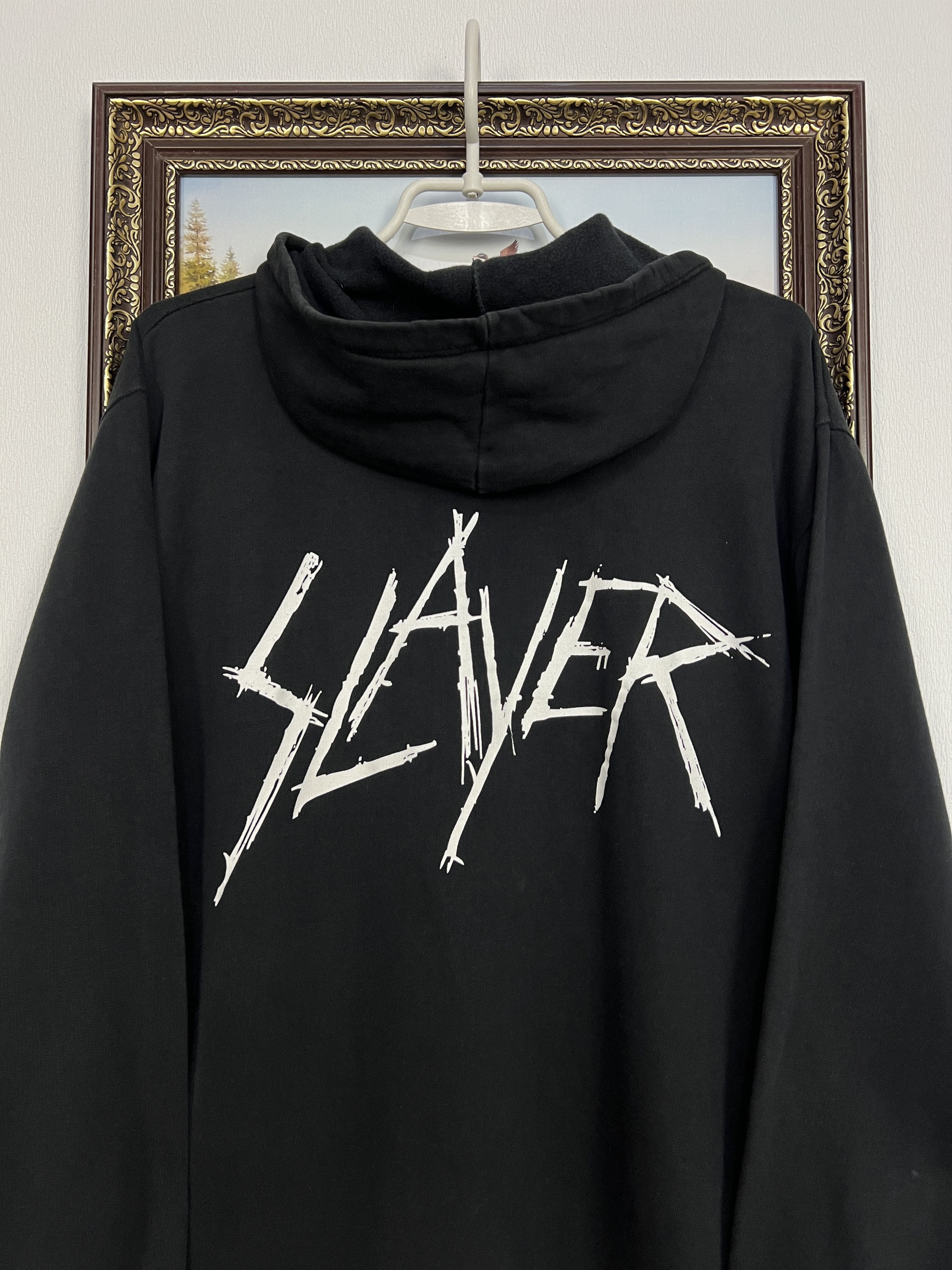 Vintage Vintage Slayer Over Print Hoodie Jacket Band Black Size US L / EU 52-54 / 3 - 9 Thumbnail
