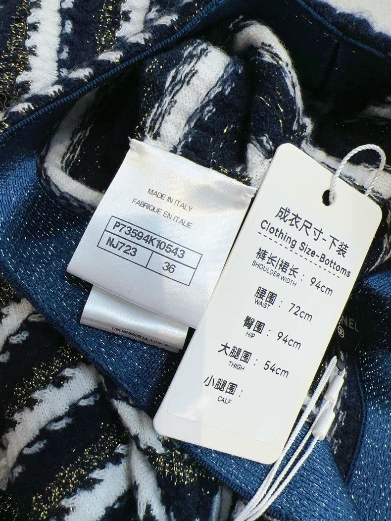 Chanel CHANEL 22B Blue White Stripe Knit Pants Size 35" - 6 Thumbnail