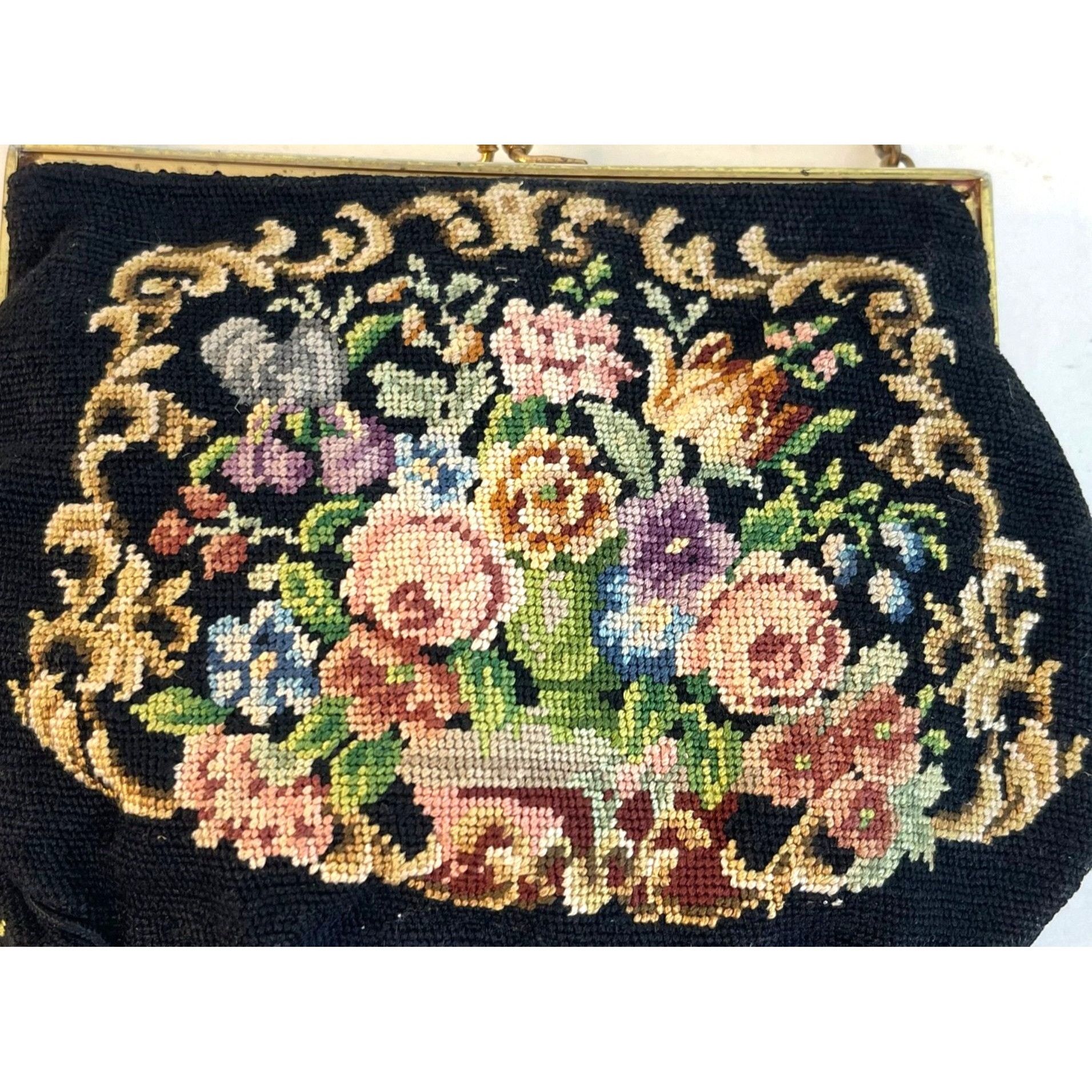 Other Vintage Needlepoint Purse Clutch Handbag Bag Floral Design 7 Size ONE SIZE - 2 Thumbnail