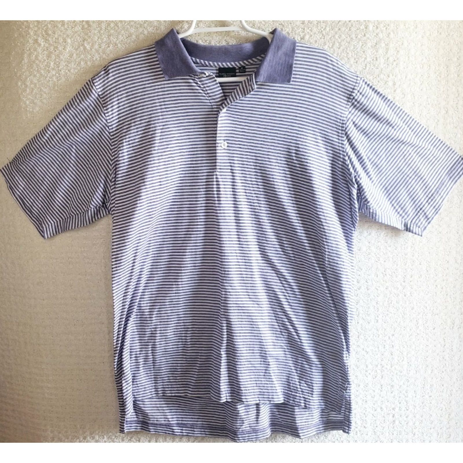 Vintage Fairway & Greene Polo Shirt Men M Purple White Striped Calawasee Island Logo Short Sleeve Golf Shirt Size US M / EU 48-50 / 2 - 2 Thumbnail