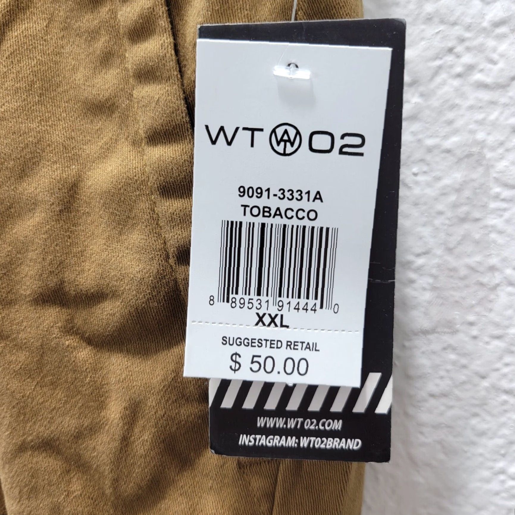 Vintage WT 02 Men’s Tobacco Brown Jogger Pants Drawstring Elastic Waist Casual NWT 2XL Cotton, Regular Inseam 30" Size US 39 - 5 Thumbnail