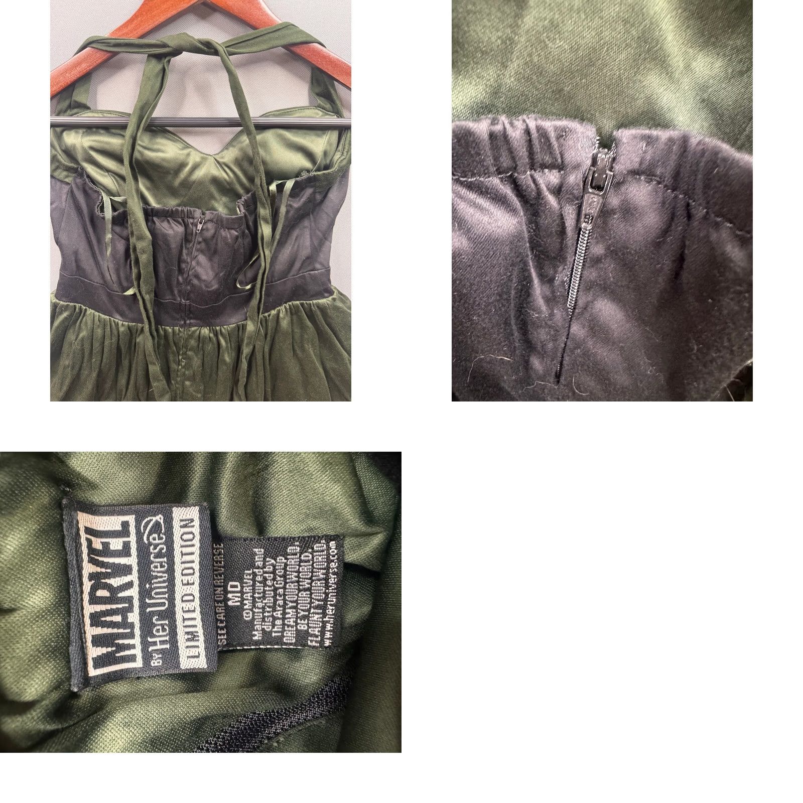 Vintage Halter Dress Green Black Gold Limited Edition Loki Marvel by Her Universe Womens M Dress Size M / US 6-8 / IT 42-44 - 8 Thumbnail