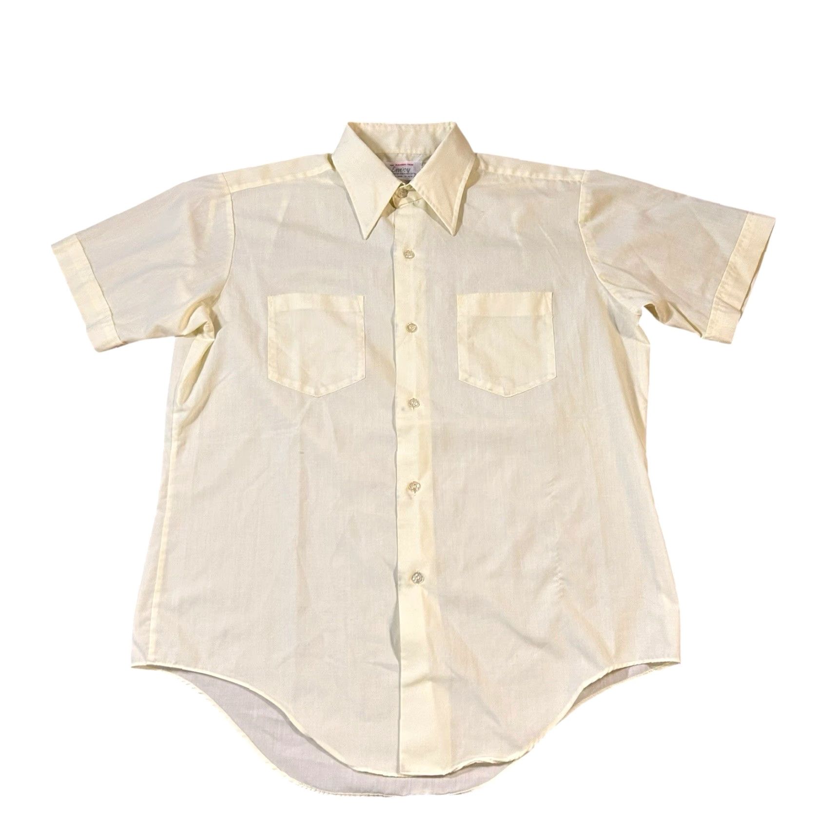 Vintage True Vintage 70s Envoy Shirt Sheer Dagger Collar Disco 1970s Solid Yellow Medium Size US M / EU 48-50 / 2 - 3 Thumbnail